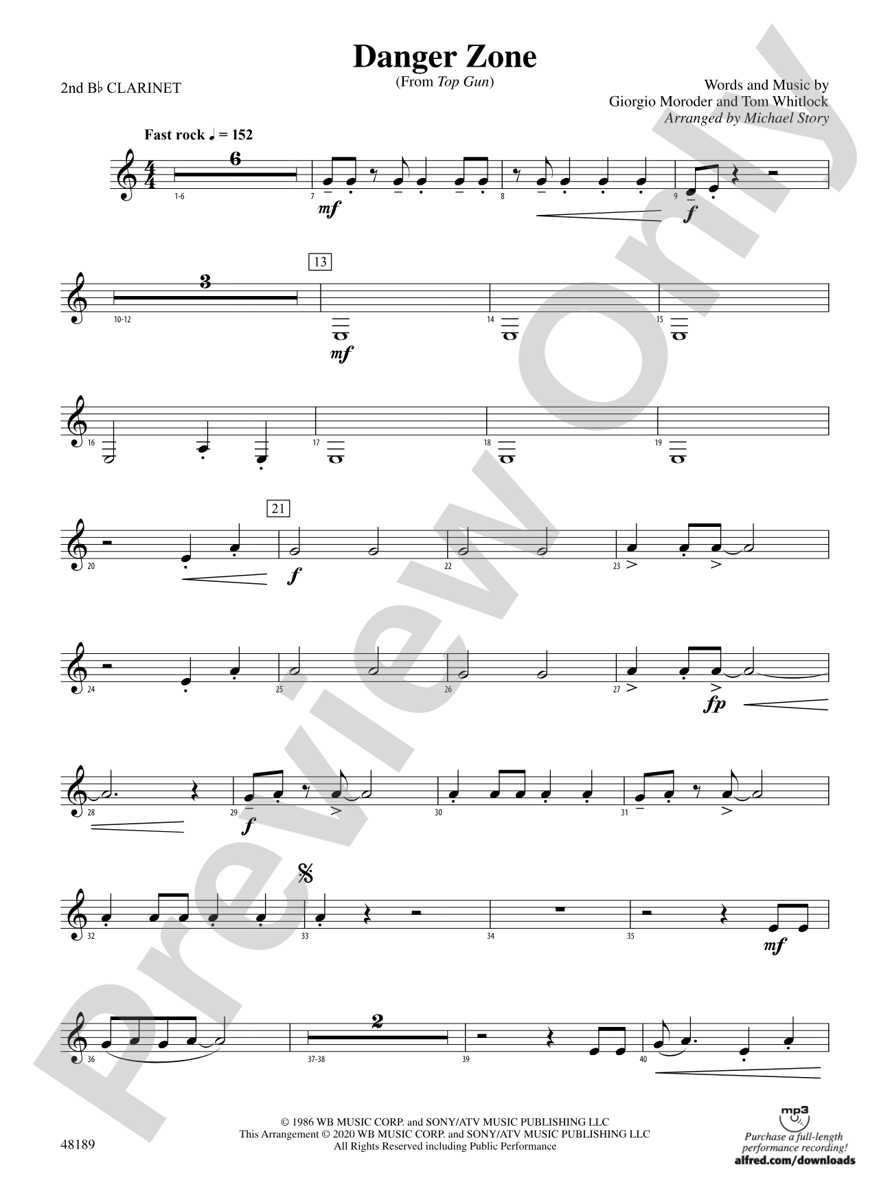 Danger Zone: 2nd B-flat Clarinet