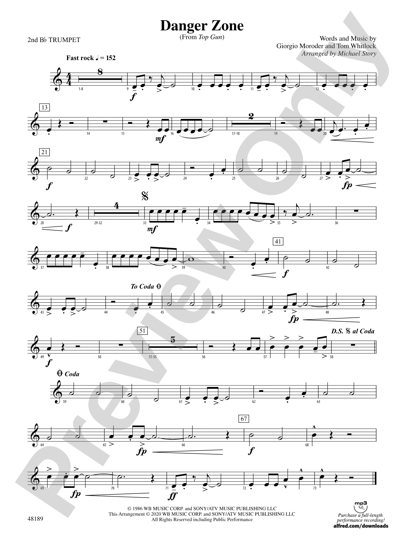 Danger Zone: 2nd B-flat Trumpet