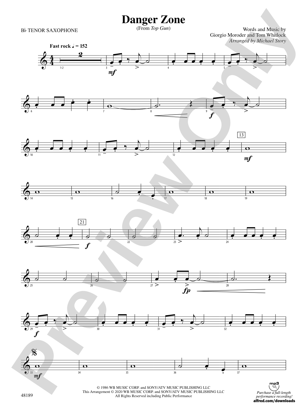 Danger Zone: B-flat Tenor Saxophone