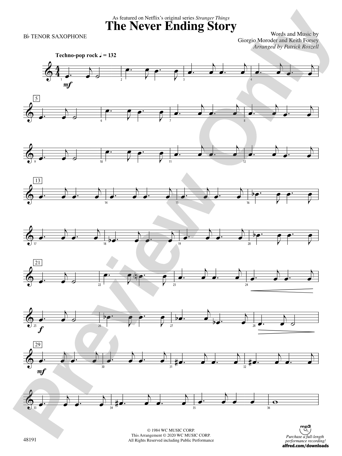 The Never Ending Story: B-flat Tenor Saxophone