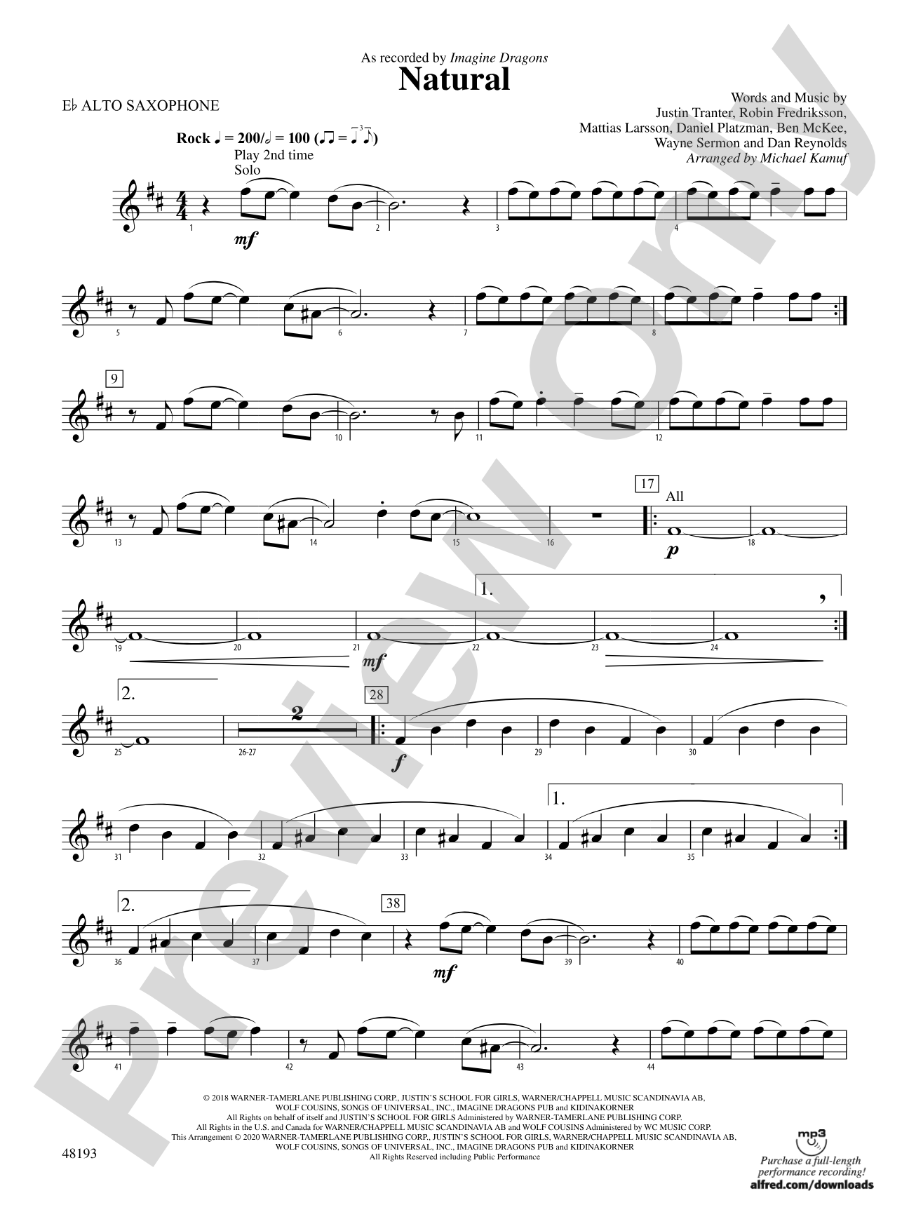 Natural: E-flat Alto Saxophone