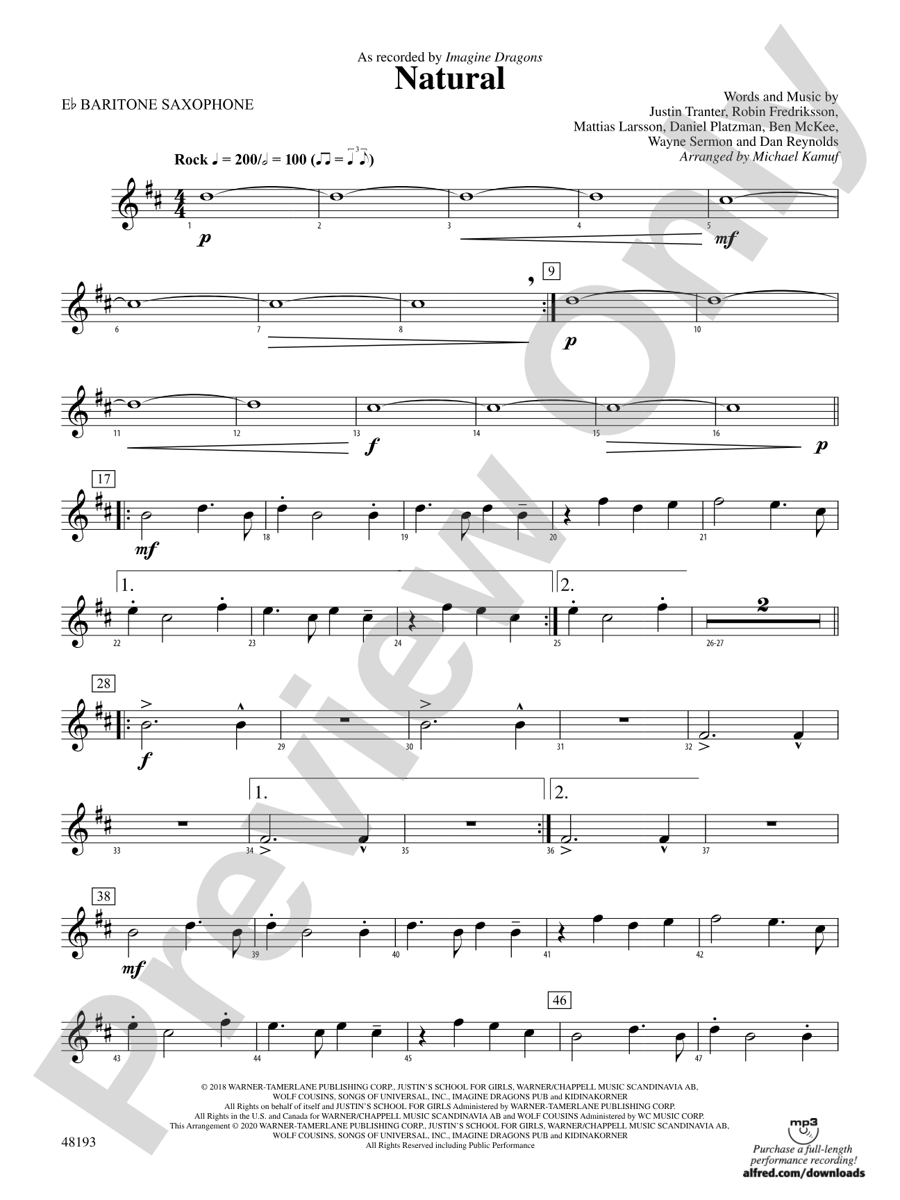 Natural: E-flat Baritone Saxophone
