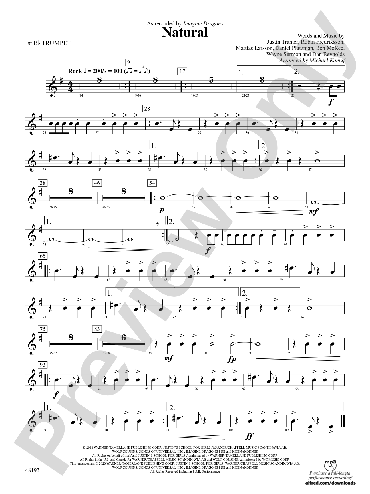 Natural: 1st B-flat Trumpet