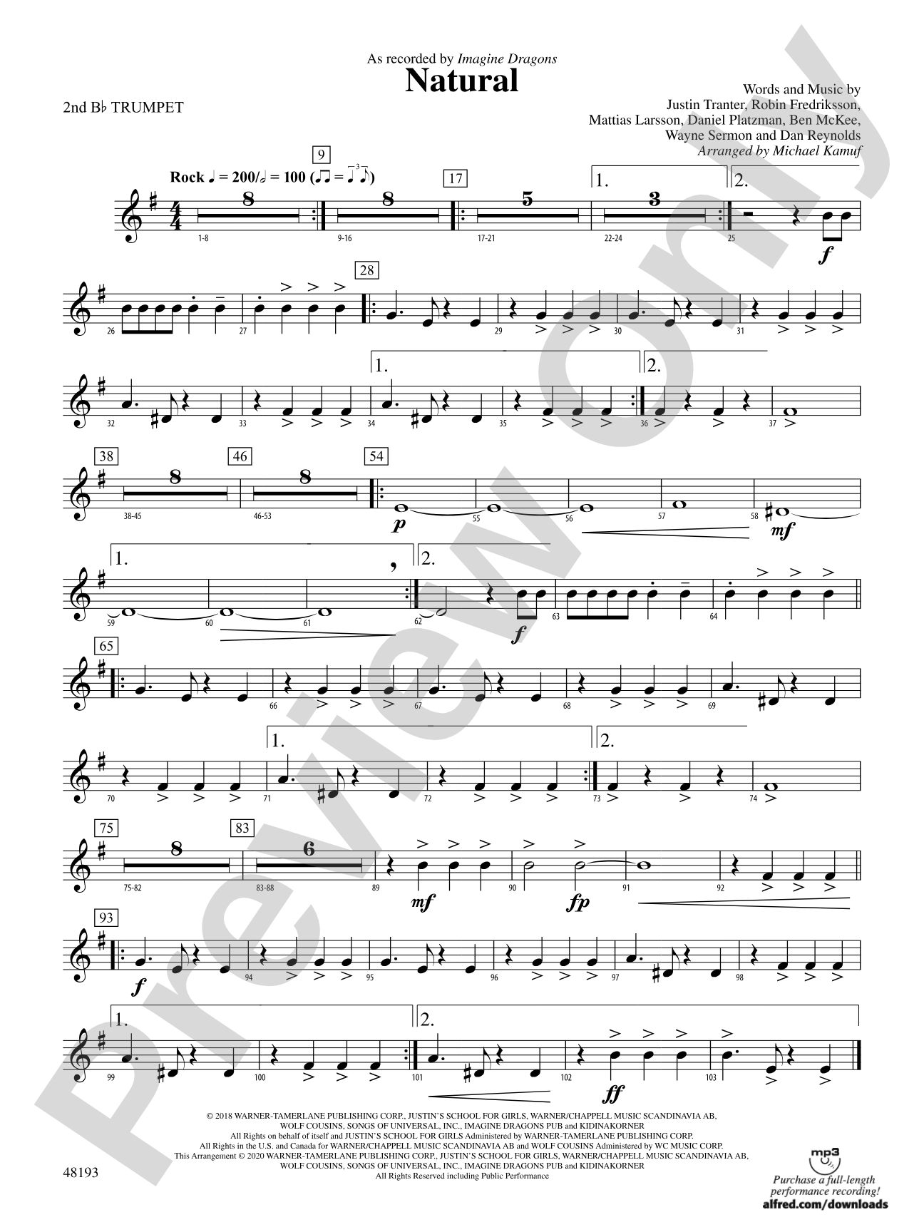Natural: 2nd B-flat Trumpet