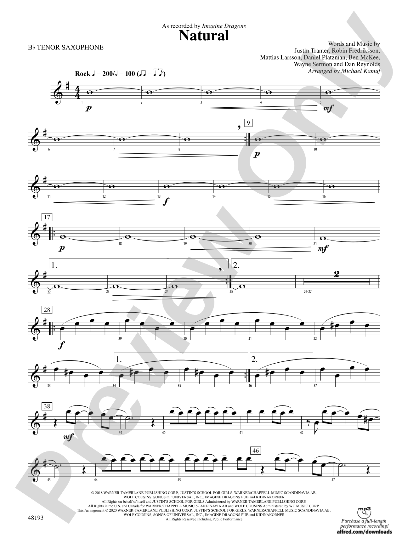 Natural: B-flat Tenor Saxophone