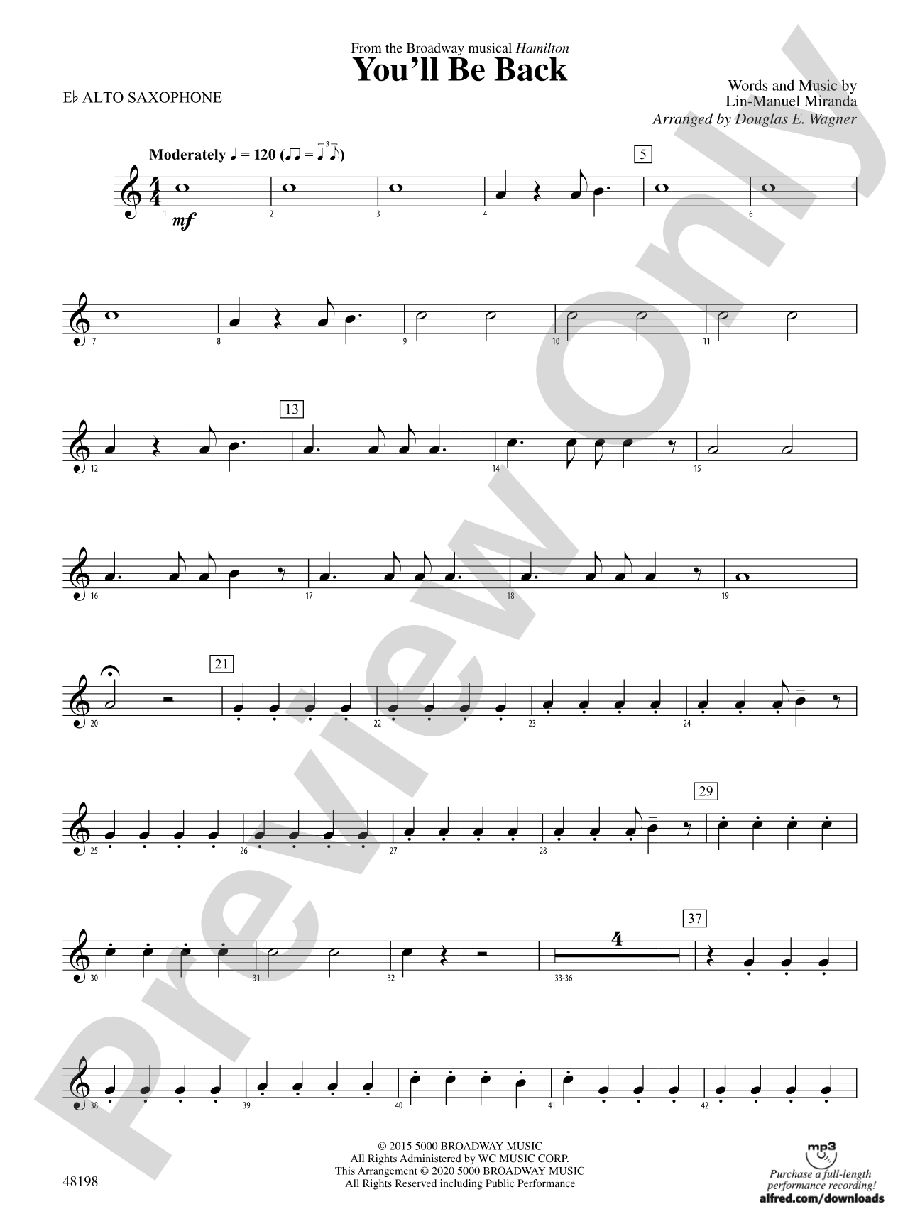 You'll Be Back: E-flat Alto Saxophone