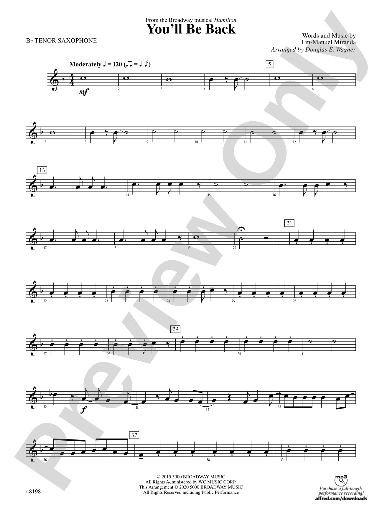 You'll Be Back: B-flat Tenor Saxophone