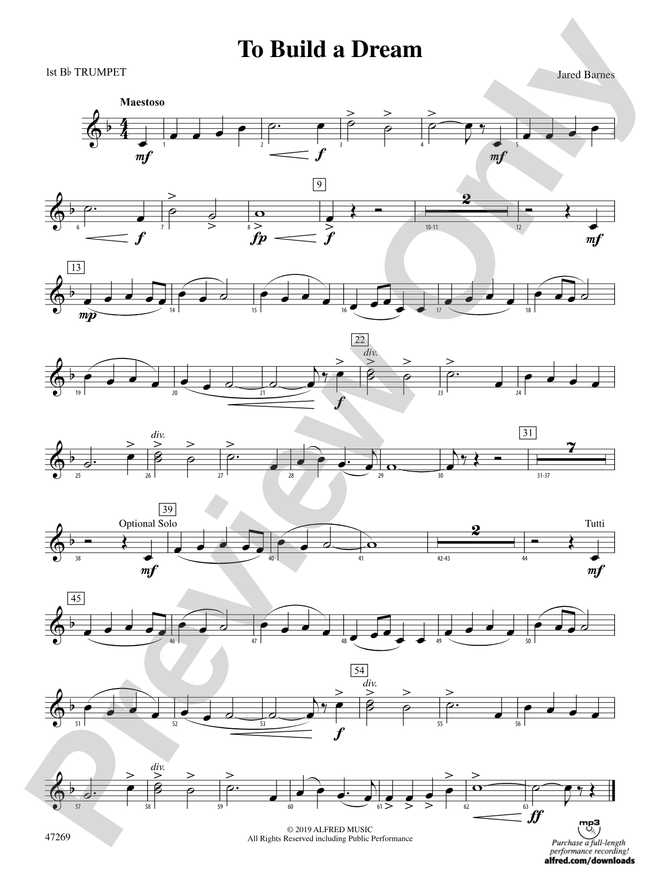 To Build a Dream: 1st B-flat Trumpet