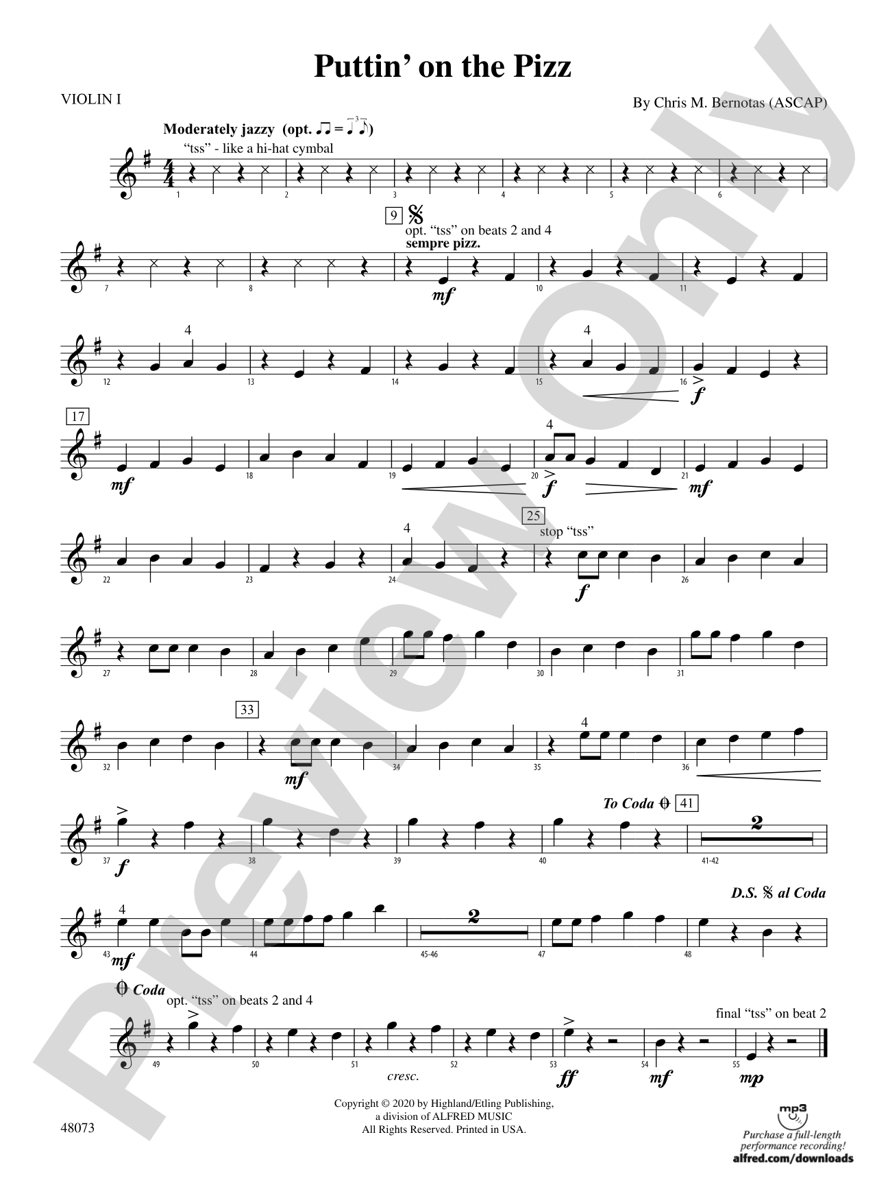 Puttin' on the Pizz: 1st Violin