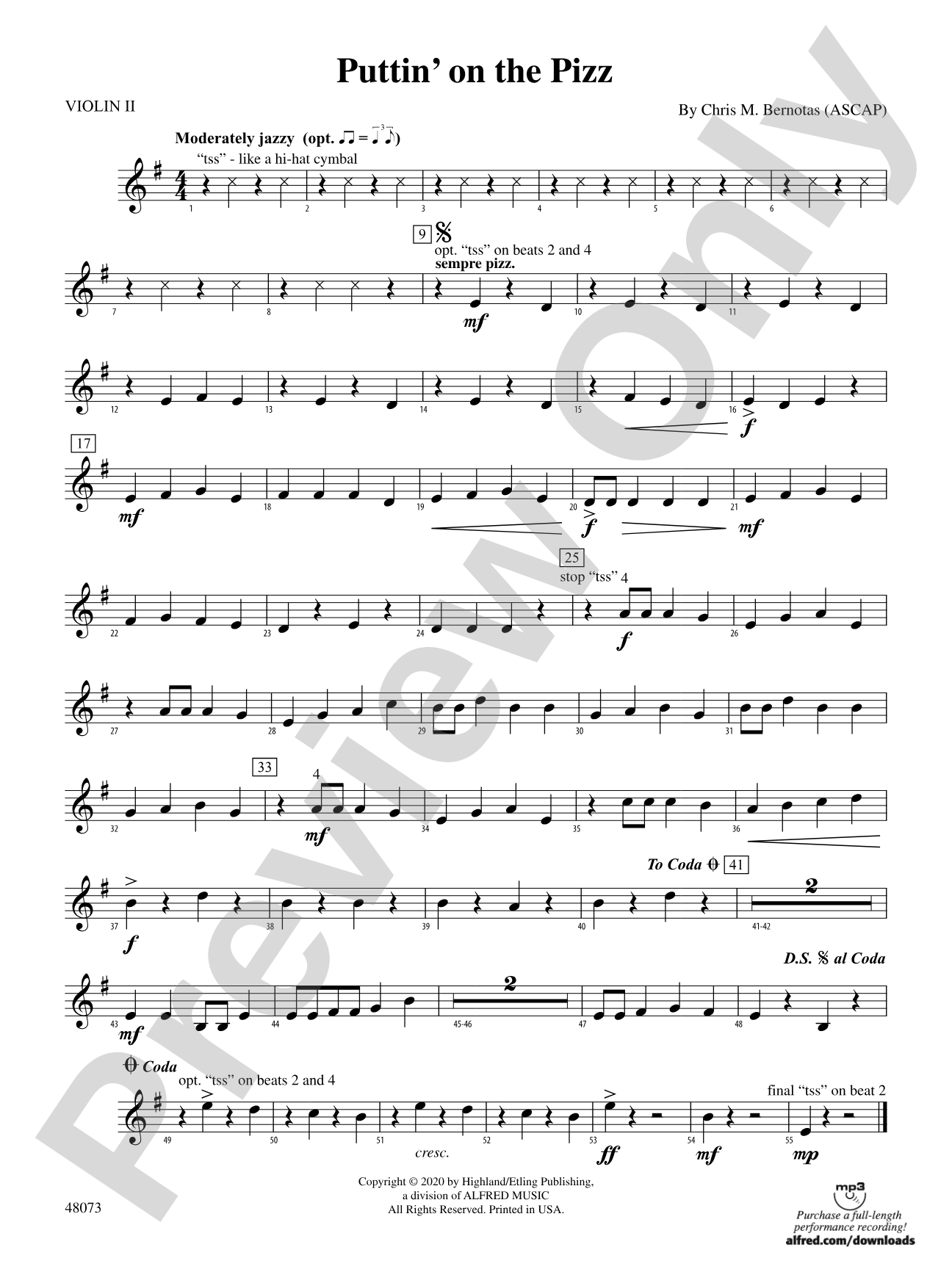 Puttin' on the Pizz: 2nd Violin