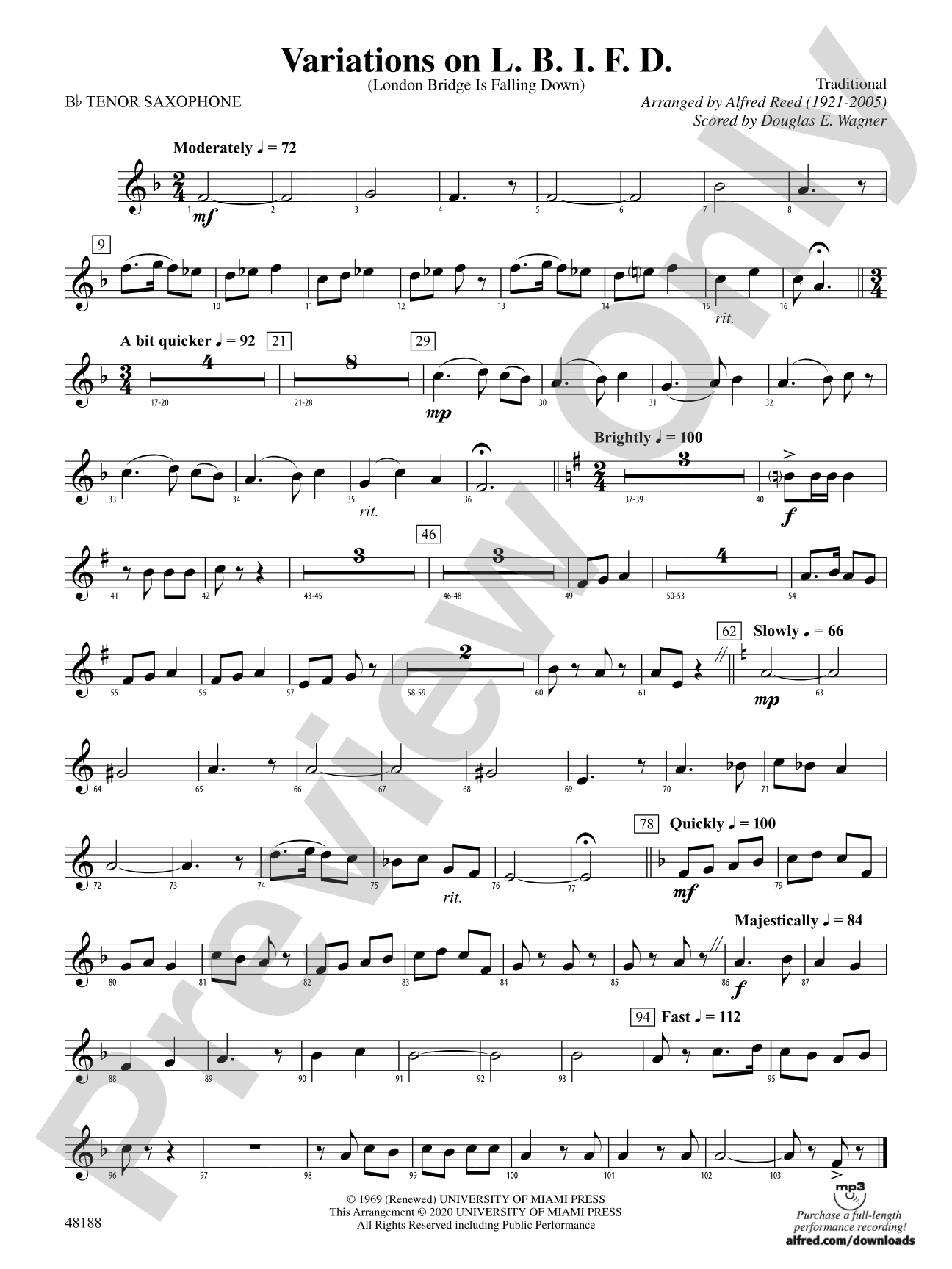 Variations on L. B. I. F. D.: B-flat Tenor Saxophone