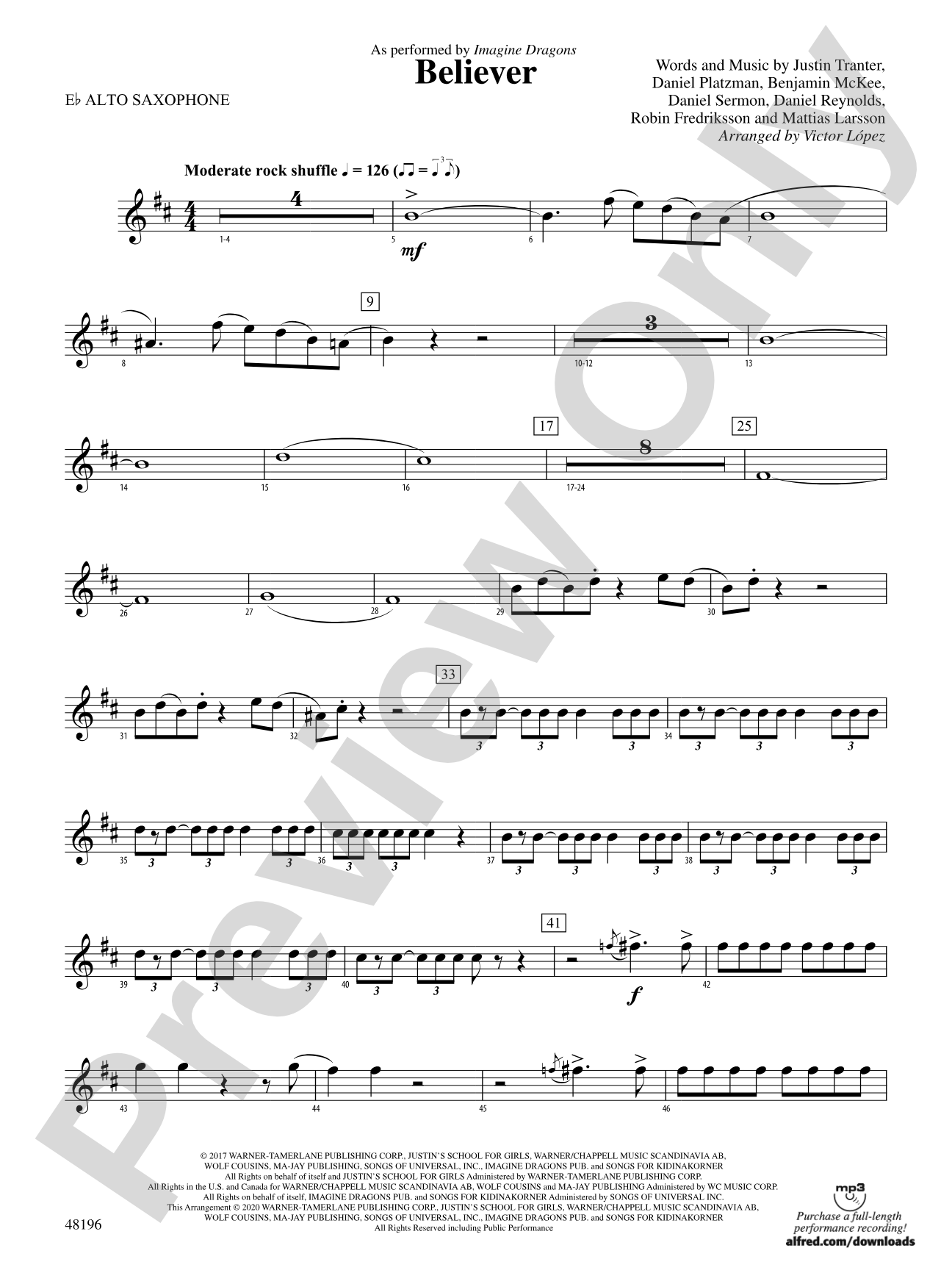 Believer: E-flat Alto Saxophone