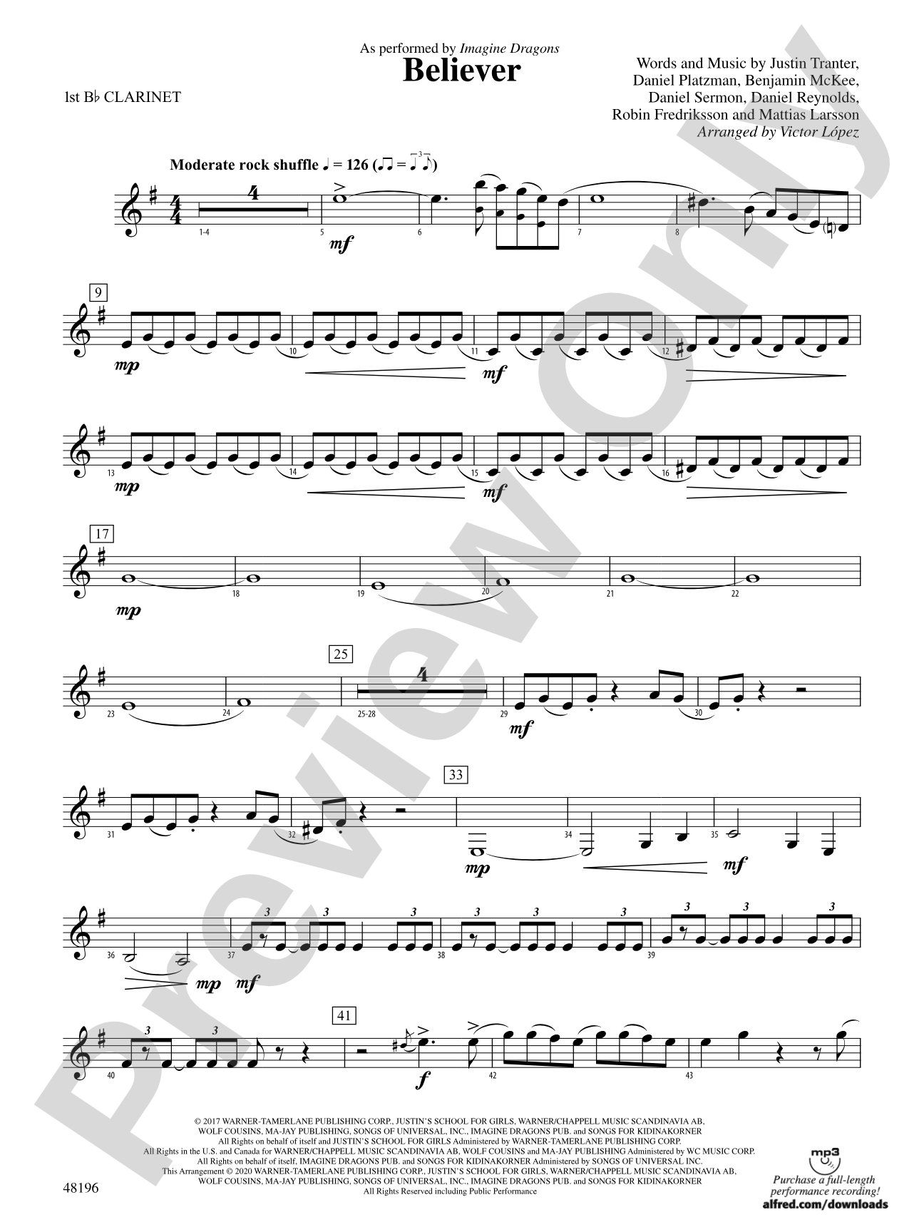 Believer: 1st B-flat Clarinet
