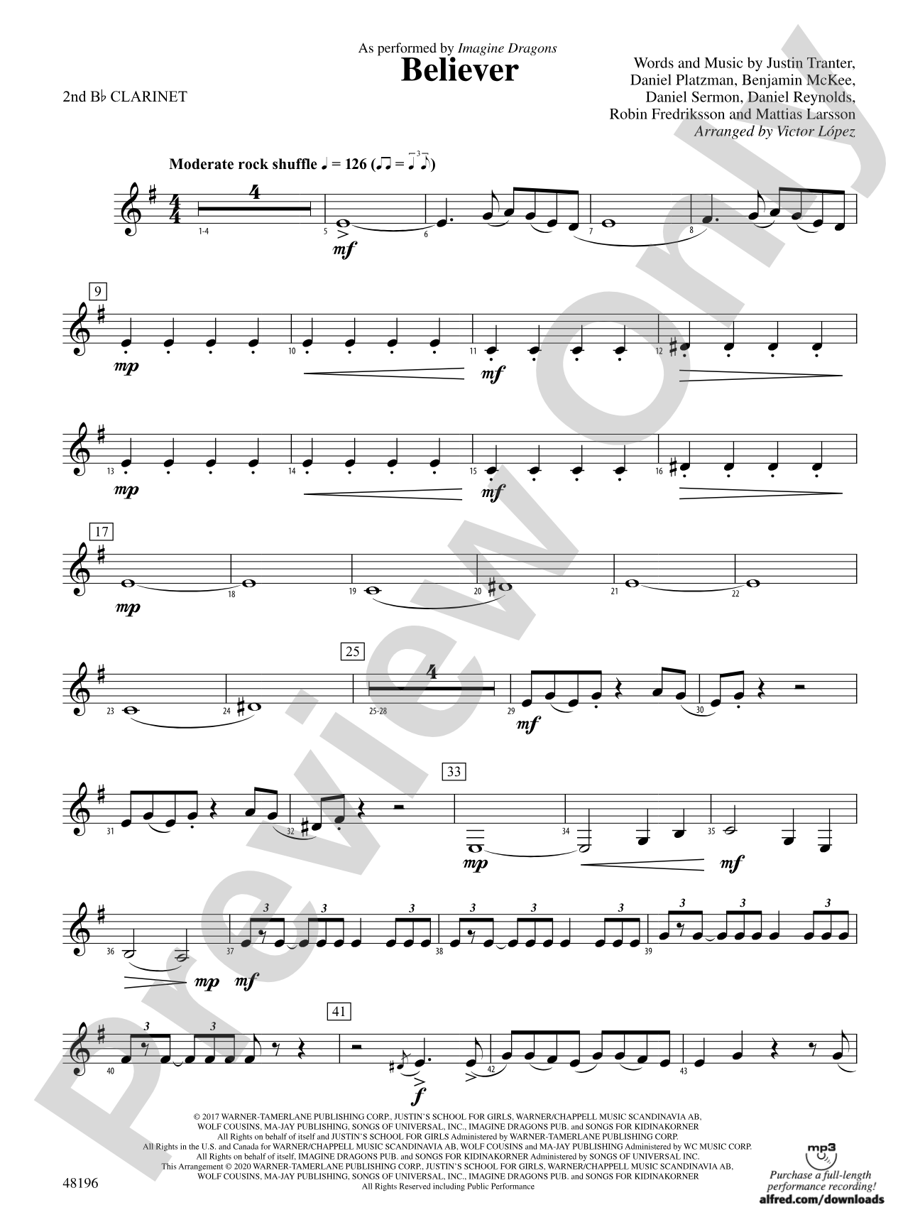 Believer: 2nd B-flat Clarinet