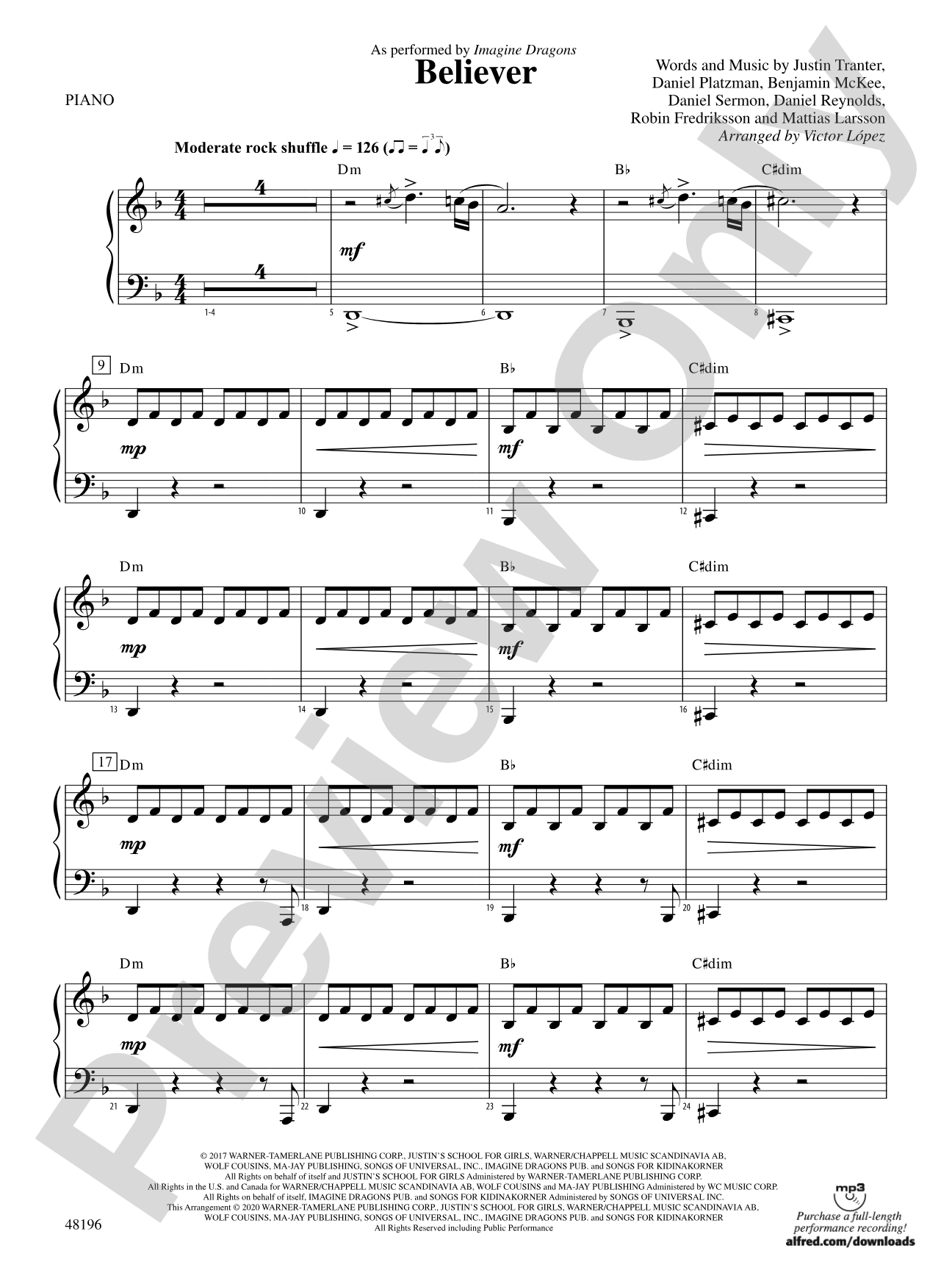 Believer: Piano Accompaniment