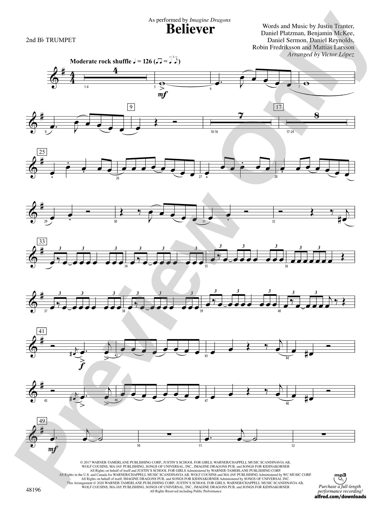 Believer: 2nd B-flat Trumpet