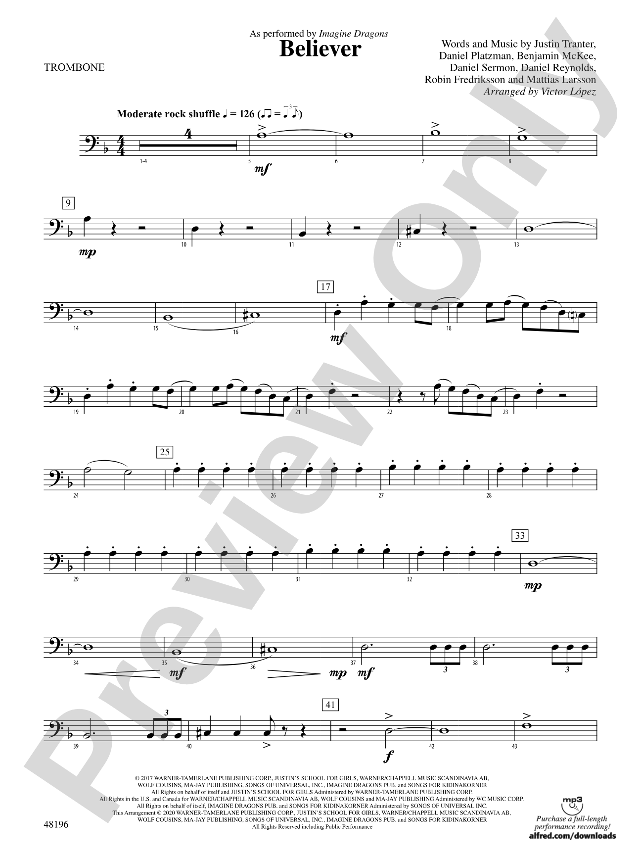 Believer: 1st Trombone