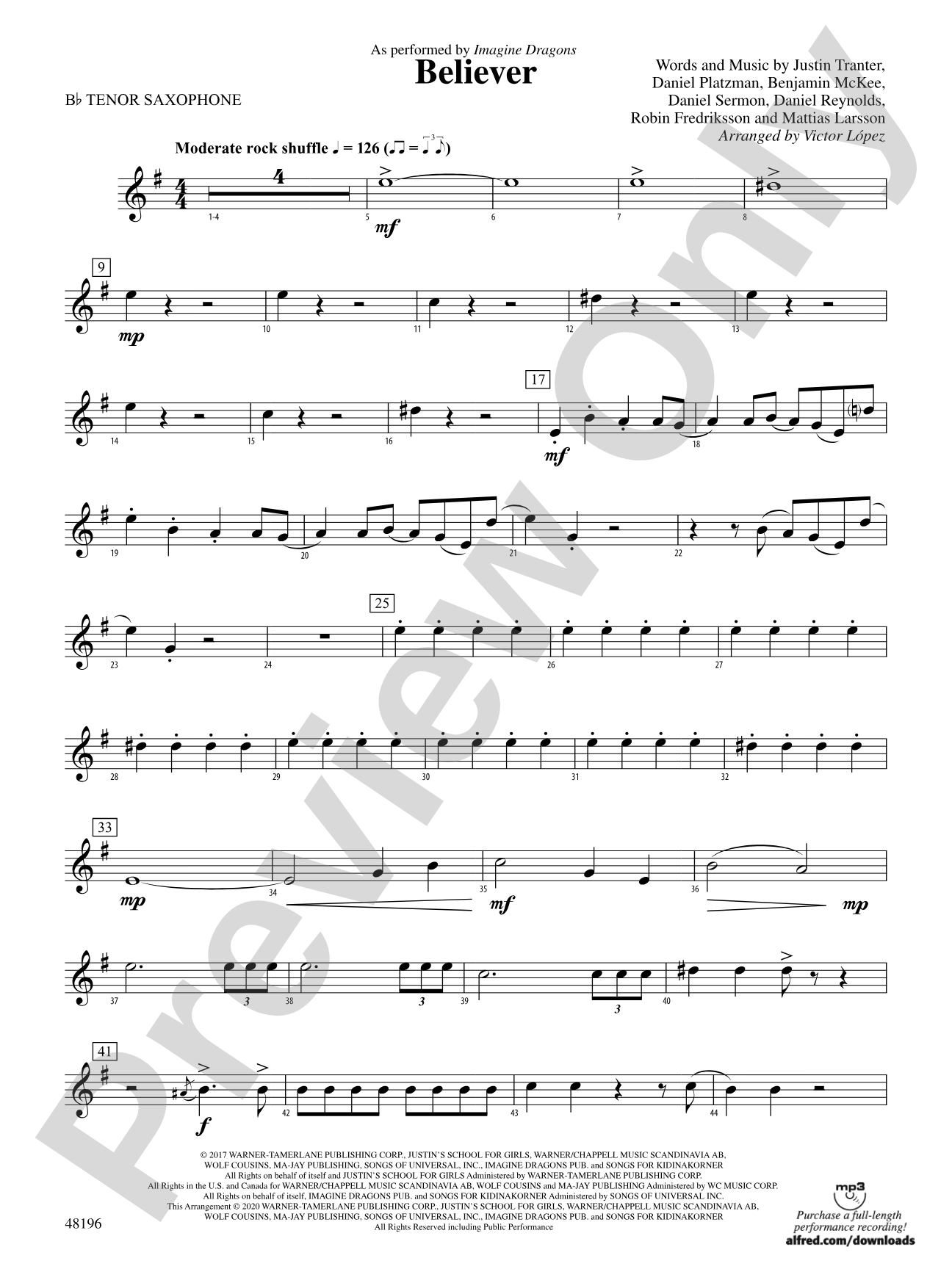 Believer: B-flat Tenor Saxophone