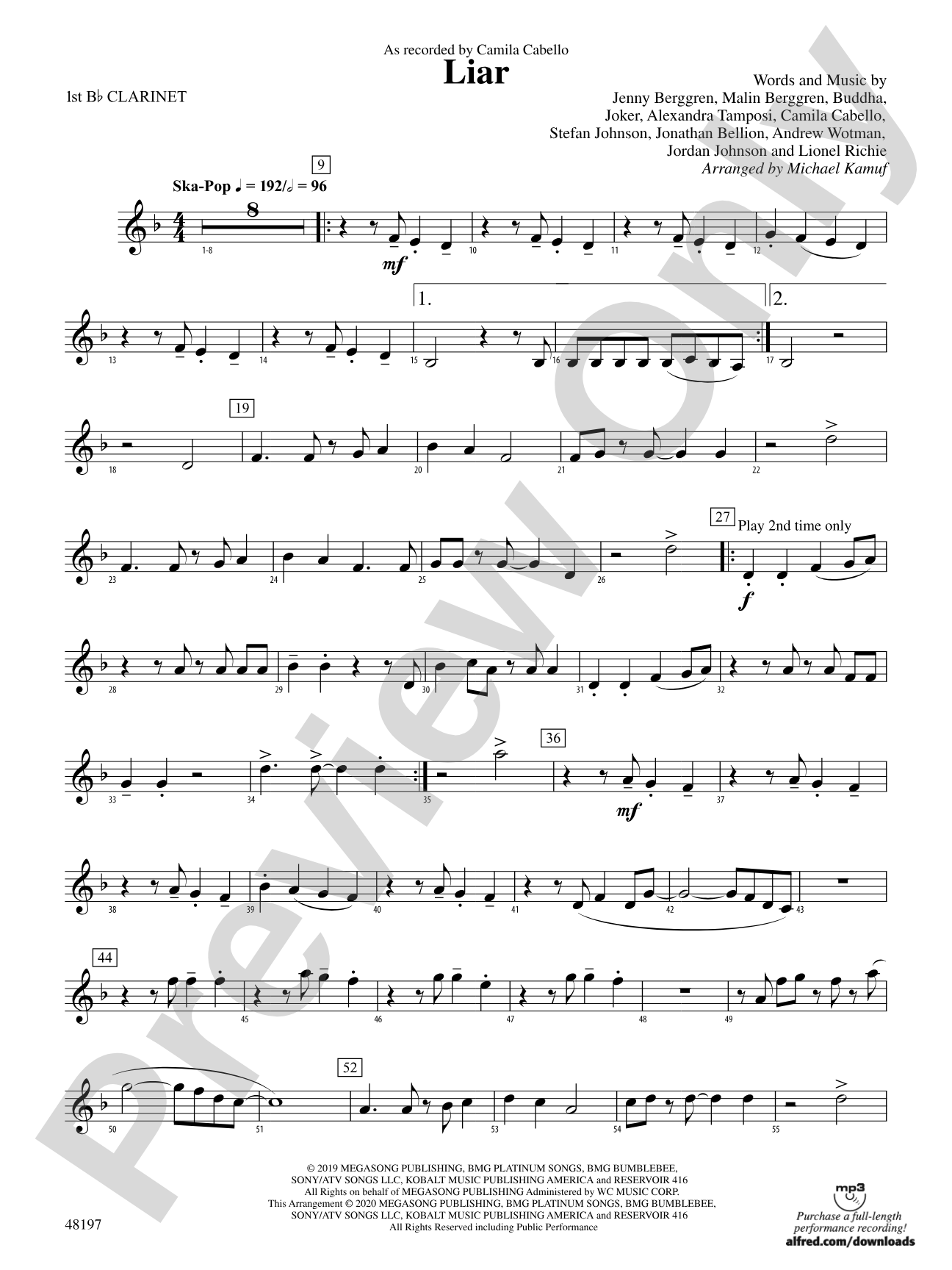 Liar: 1st B-flat Clarinet