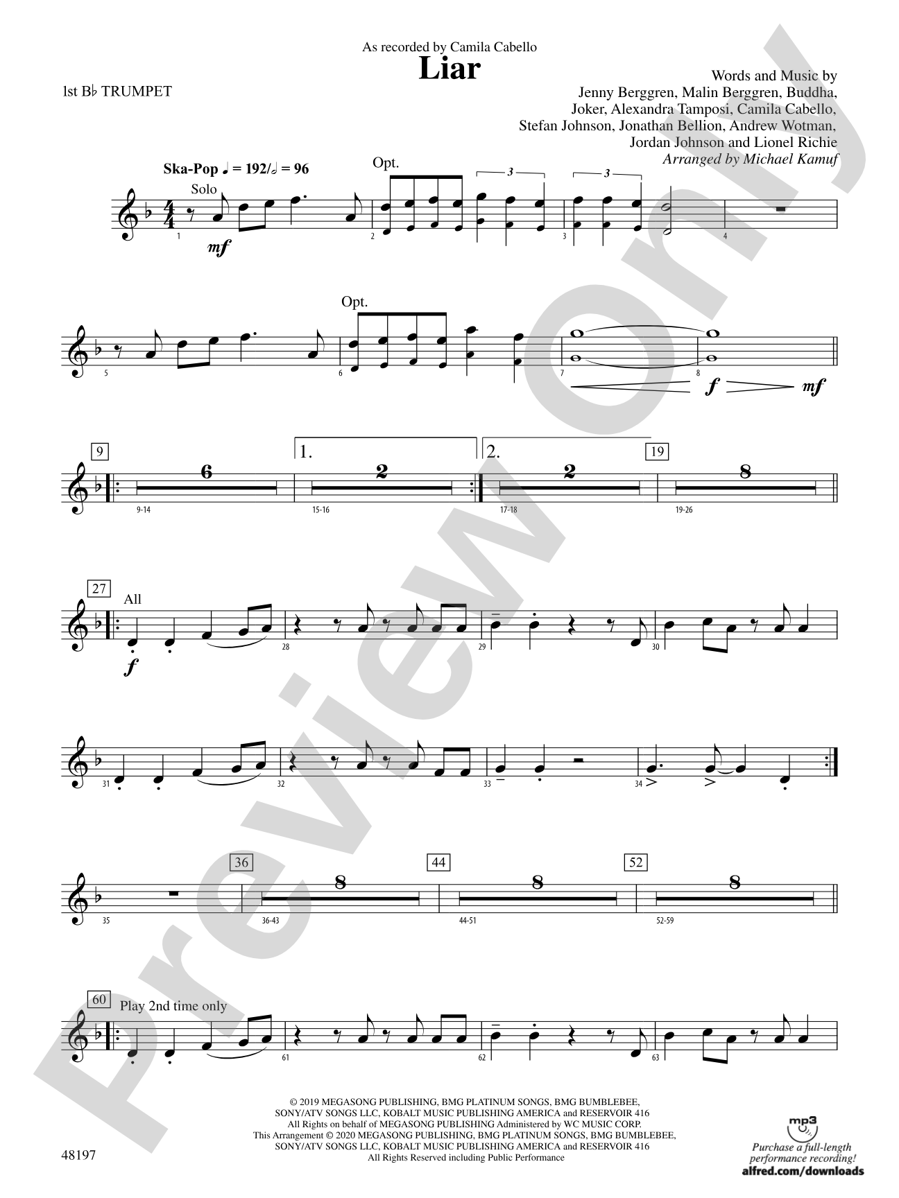 Liar: 1st B-flat Trumpet