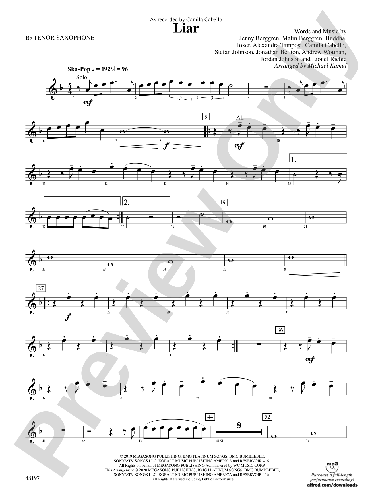 Liar: B-flat Tenor Saxophone