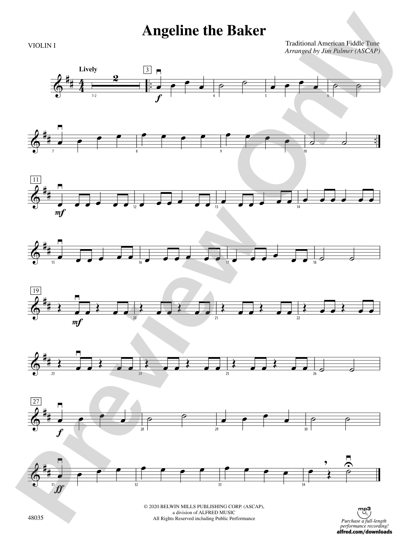Angeline the Baker: 1st Violin