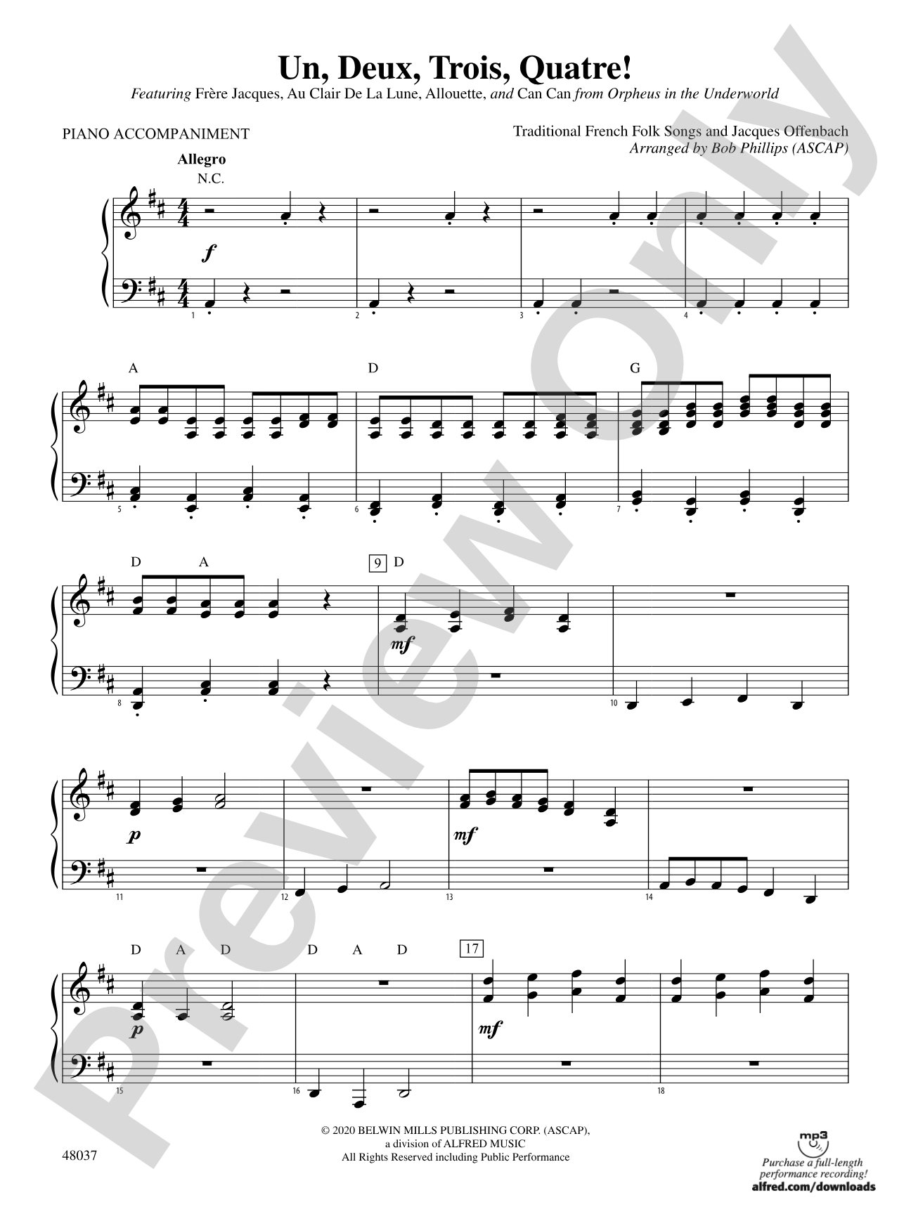 Un, Deux, Trois, Quatre!: Piano Accompaniment