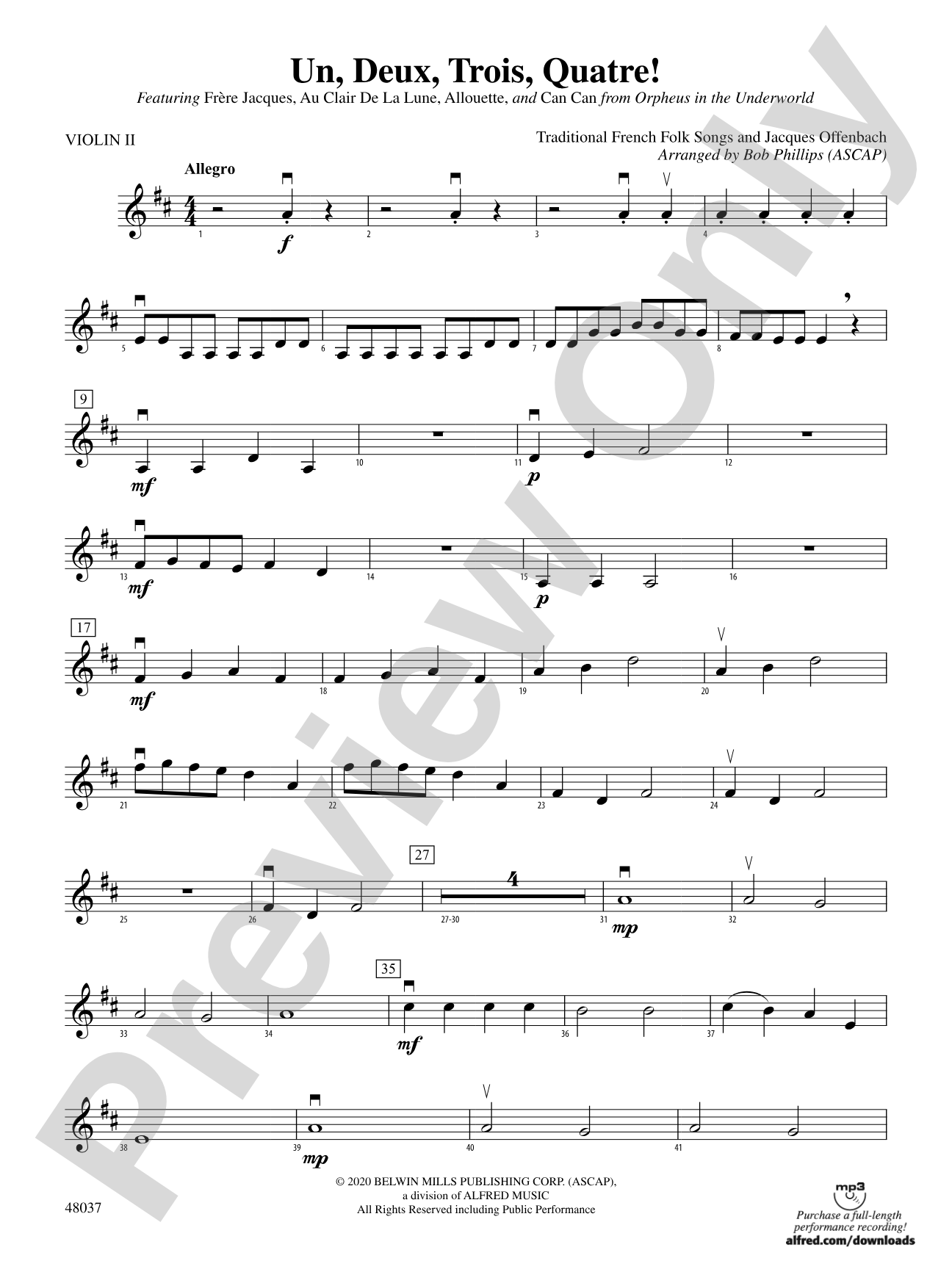 Un, Deux, Trois, Quatre!: 2nd Violin