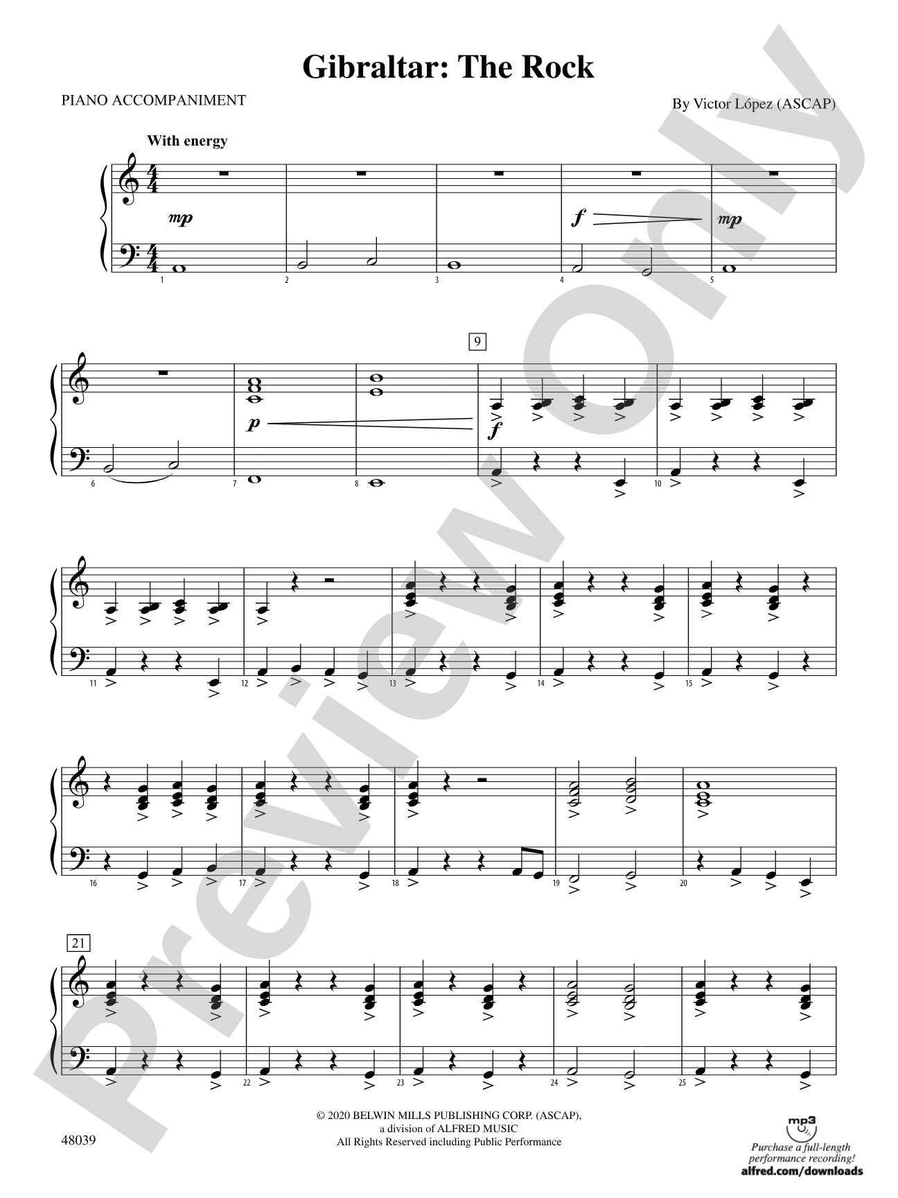 Gibralter: The Rock: Piano Accompaniment