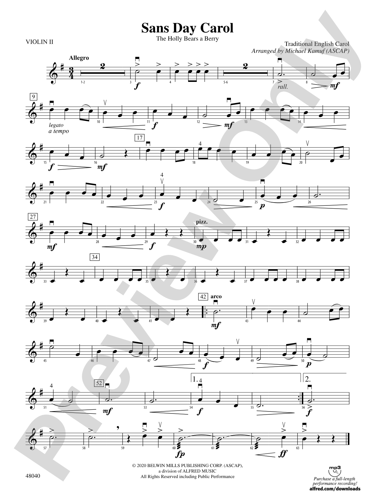 Sans Day Carol: 2nd Violin