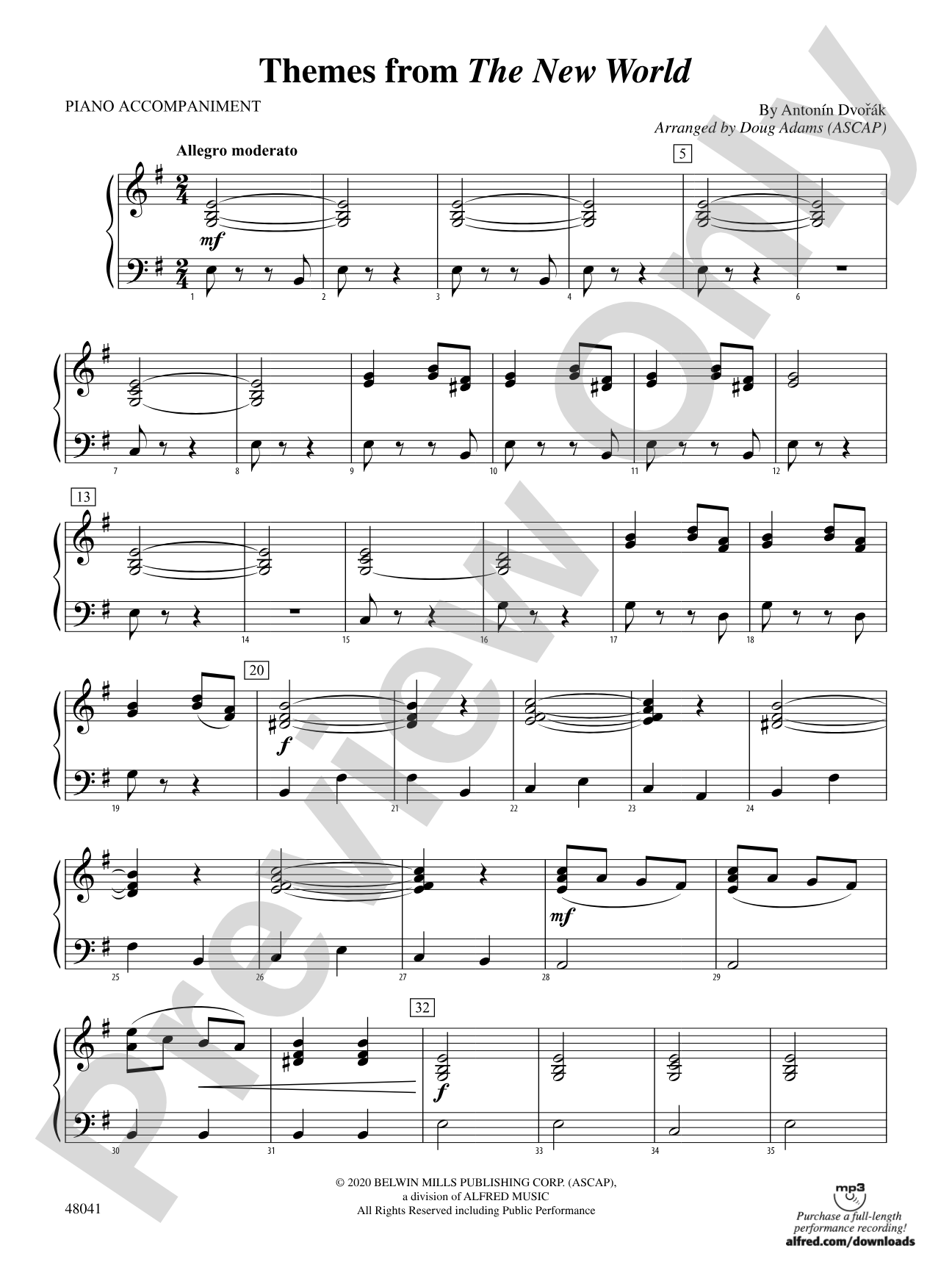 Themes from The New World: Piano Accompaniment