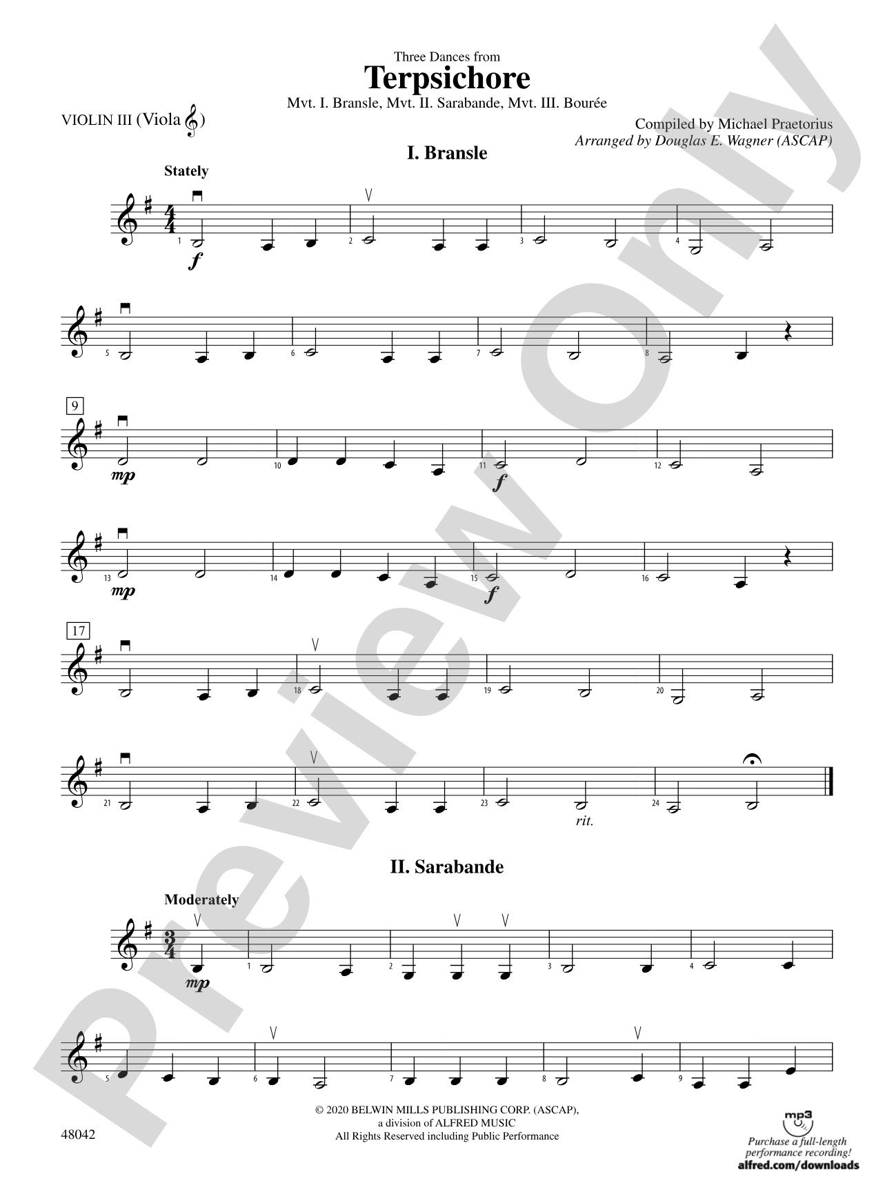 Terpsichore: 3rd Violin (Viola [TC])