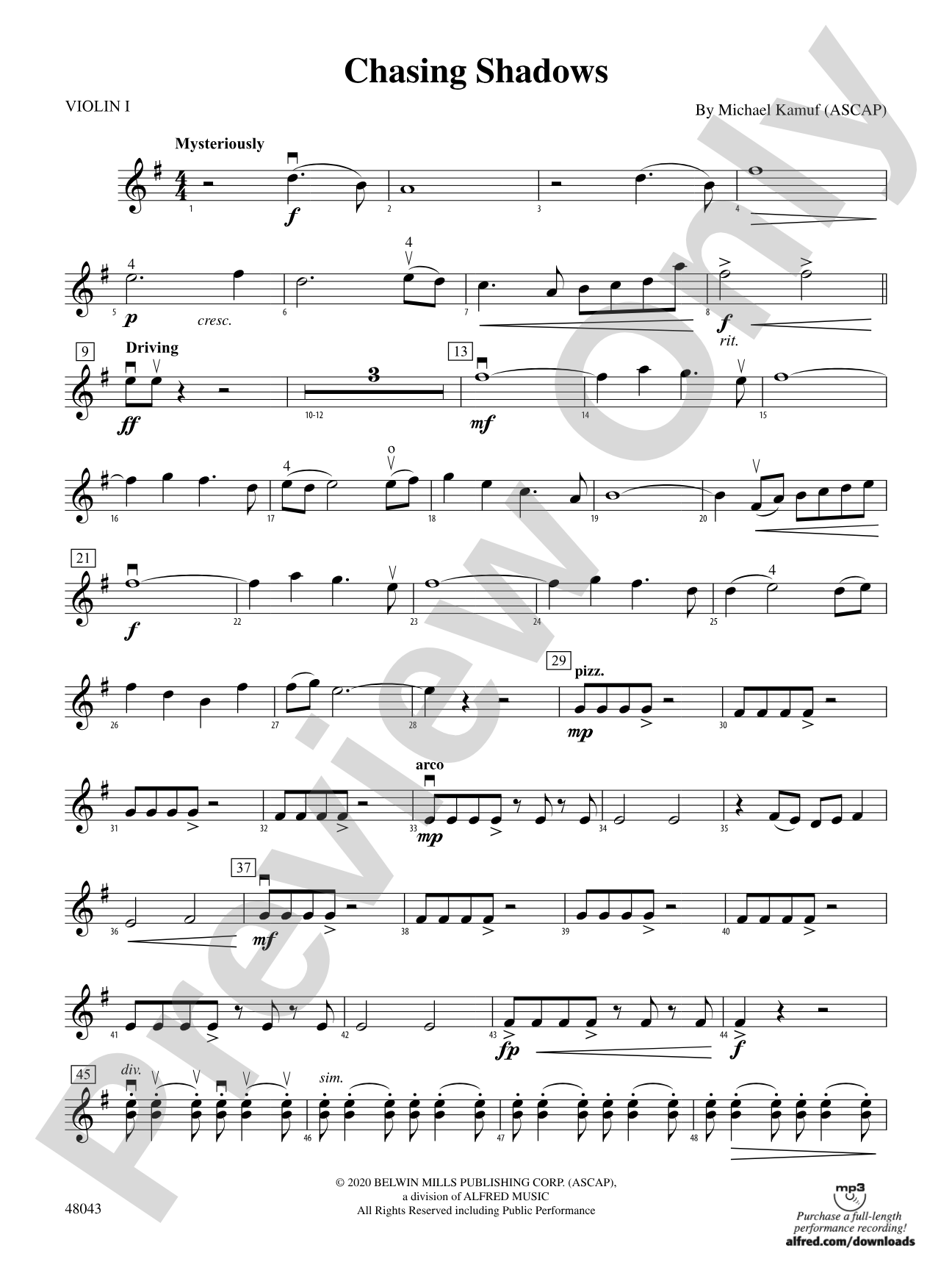 Chasing Shadows: 1st Violin