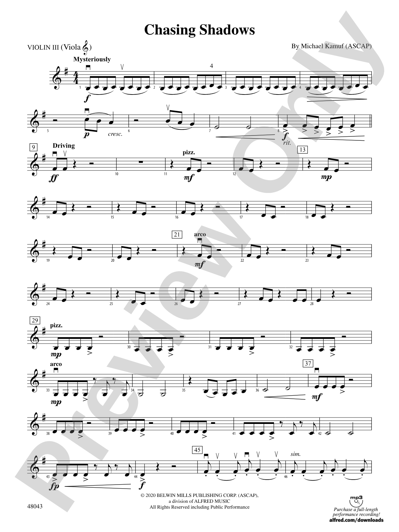 Chasing Shadows: 3rd Violin (Viola [TC])