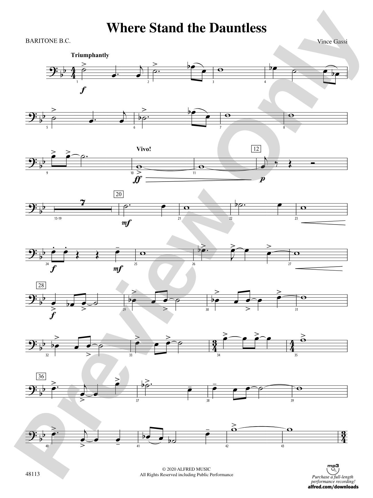 Where the Dauntless Stand: Baritone B.C.