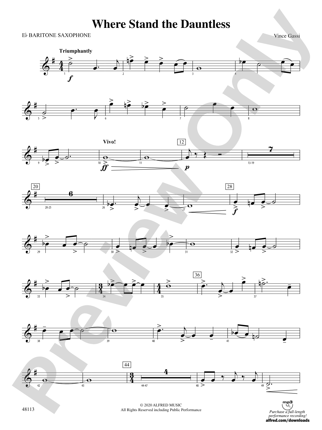 Where the Dauntless Stand: E-flat Baritone Saxophone