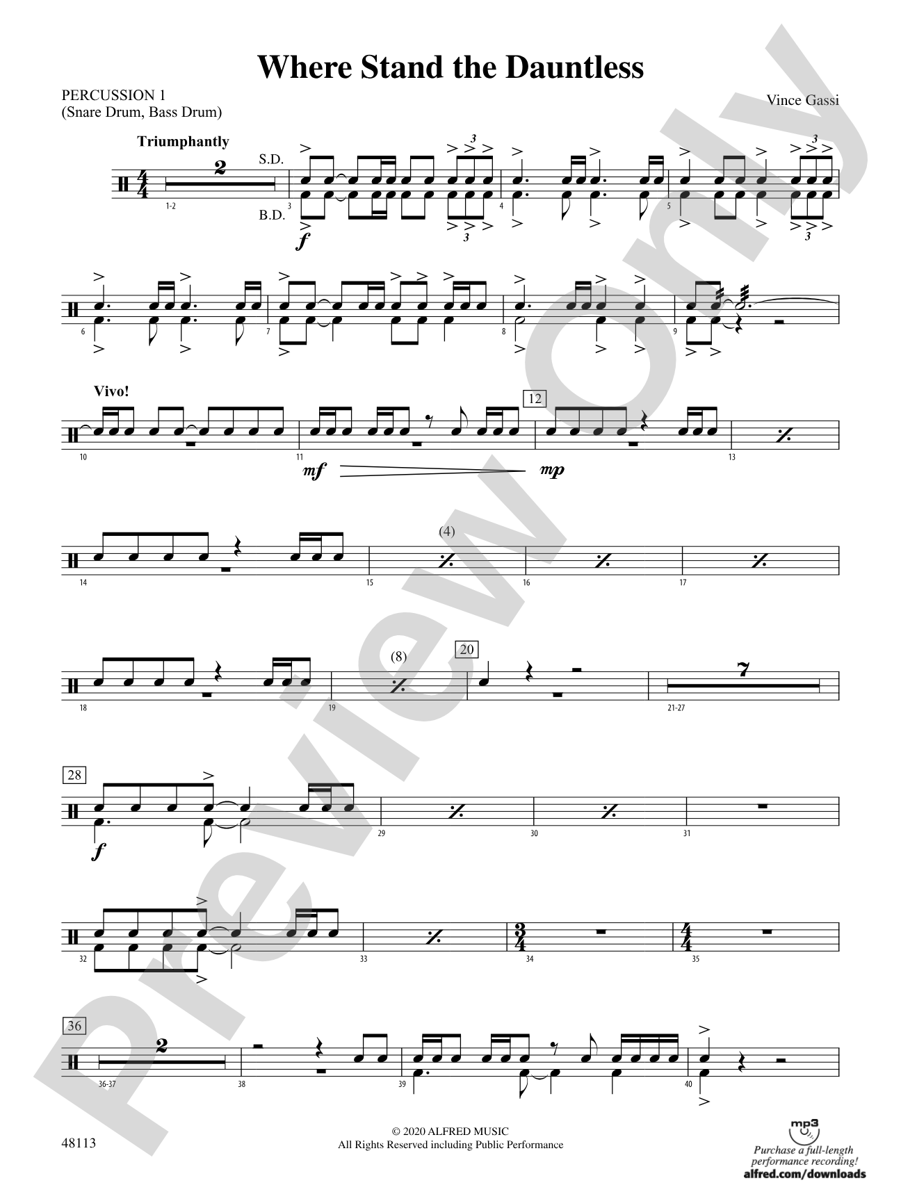 Where the Dauntless Stand: 1st Percussion