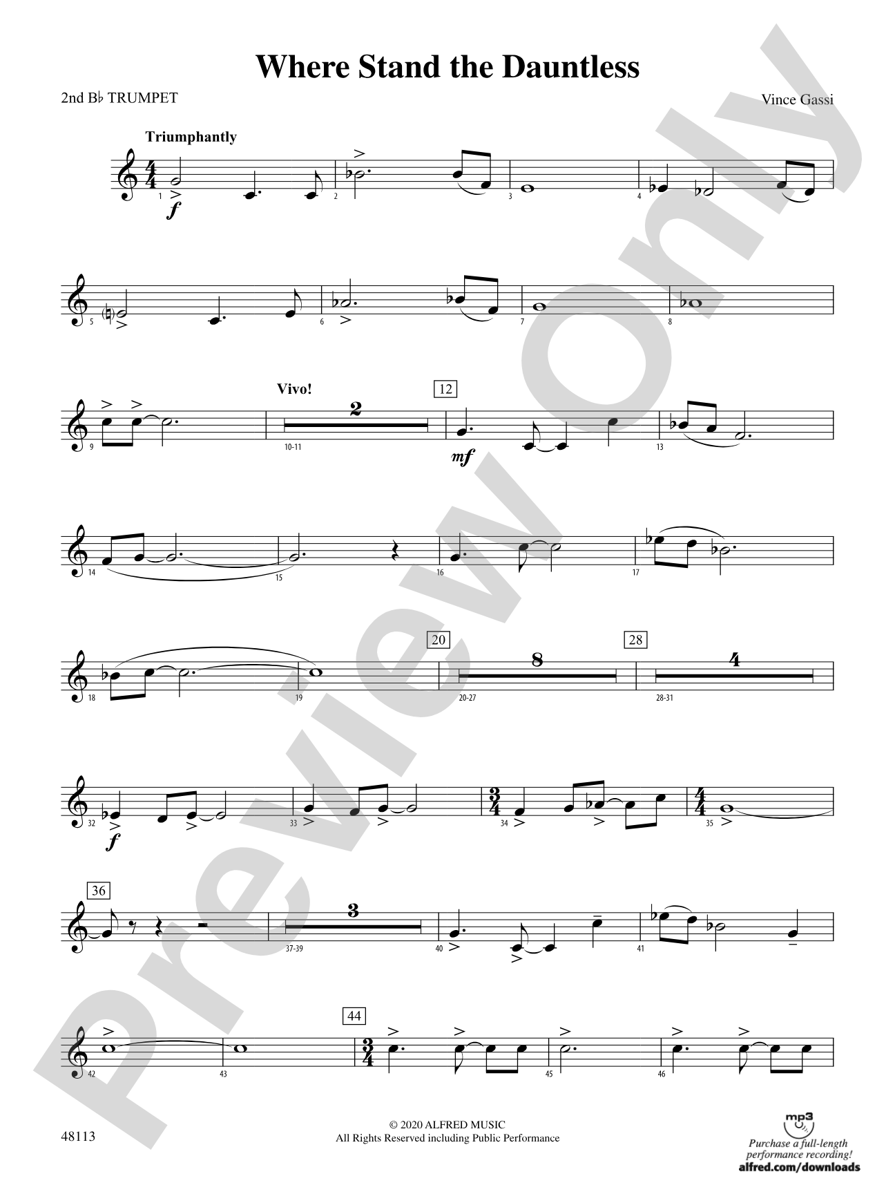 Where the Dauntless Stand: 2nd B-flat Trumpet