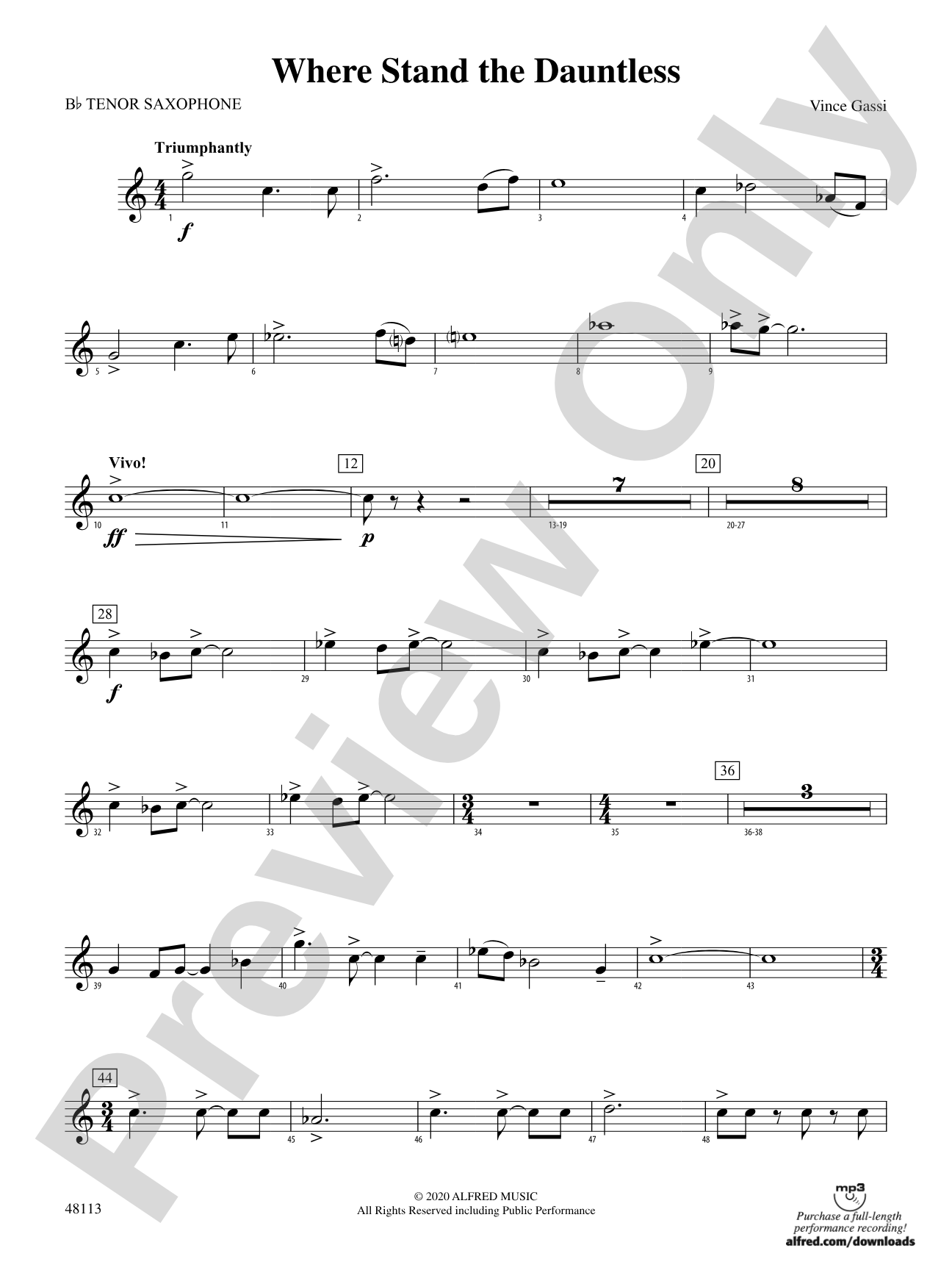 Where the Dauntless Stand: B-flat Tenor Saxophone