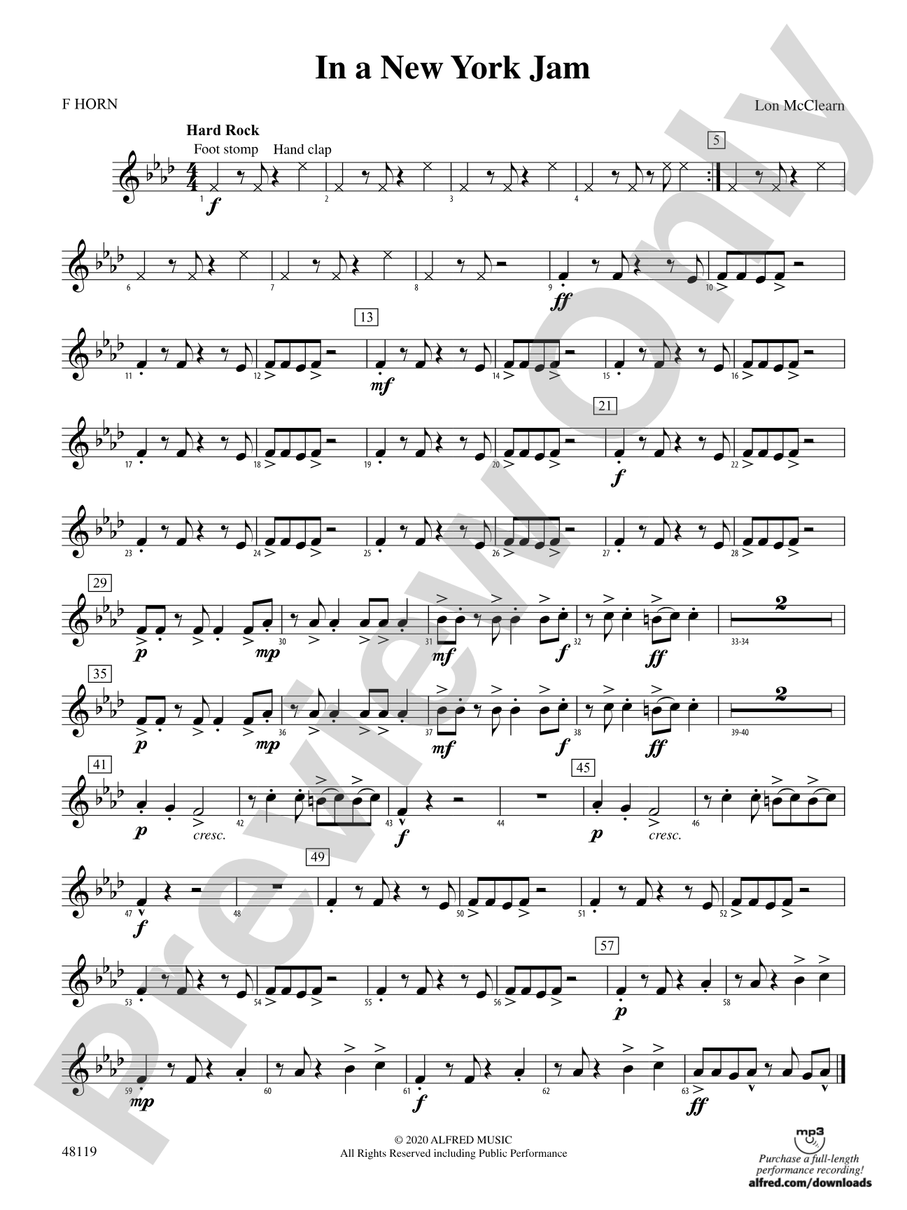In a New York Jam: 1st F Horn