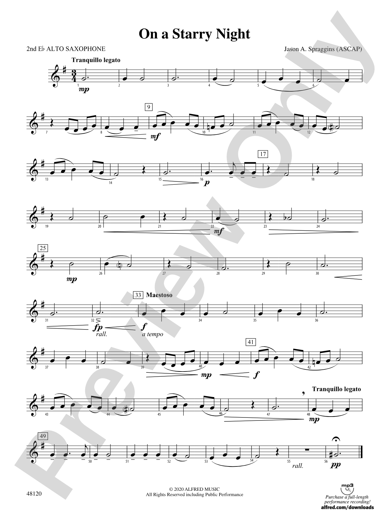 On a Starry Night: 2nd E-flat Alto Saxophone