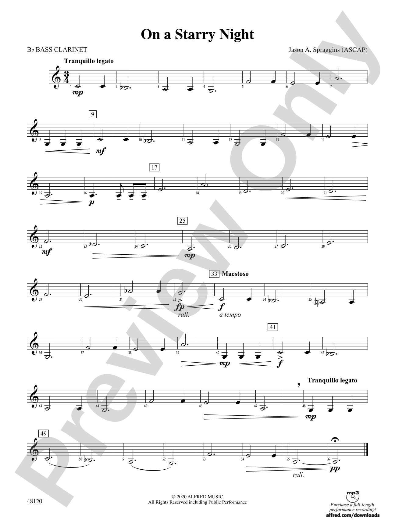 On a Starry Night: B-flat Bass Clarinet