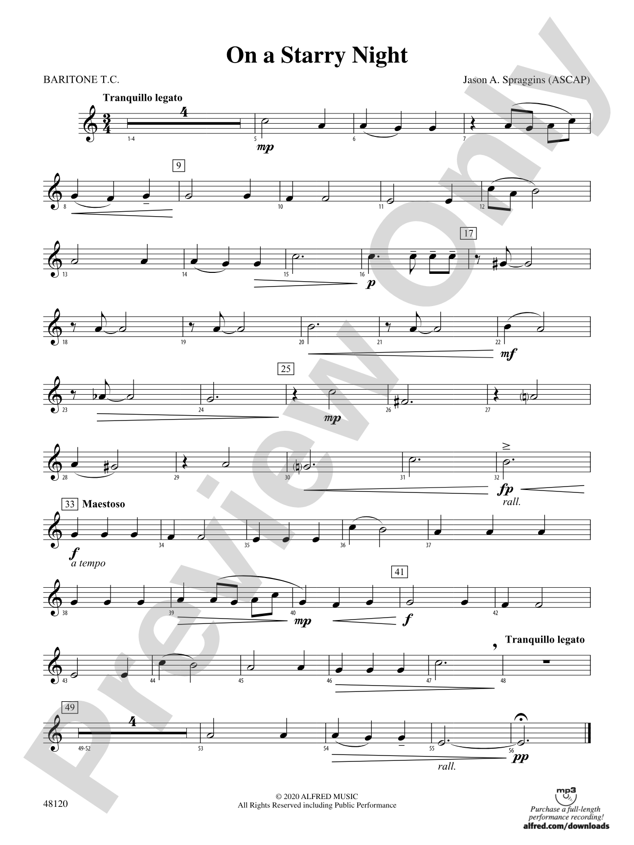 On a Starry Night: Baritone T.C.