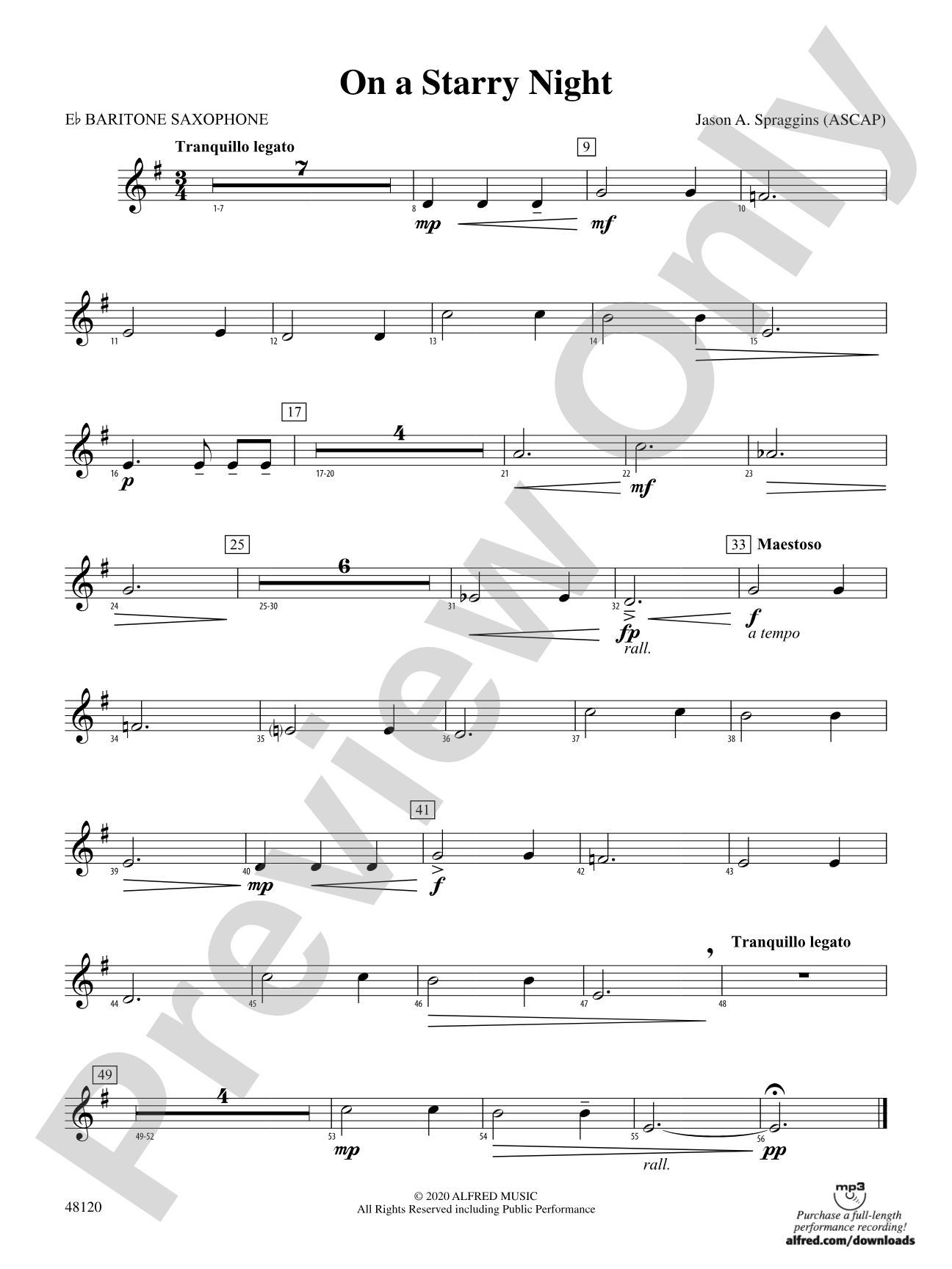 On a Starry Night: E-flat Baritone Saxophone