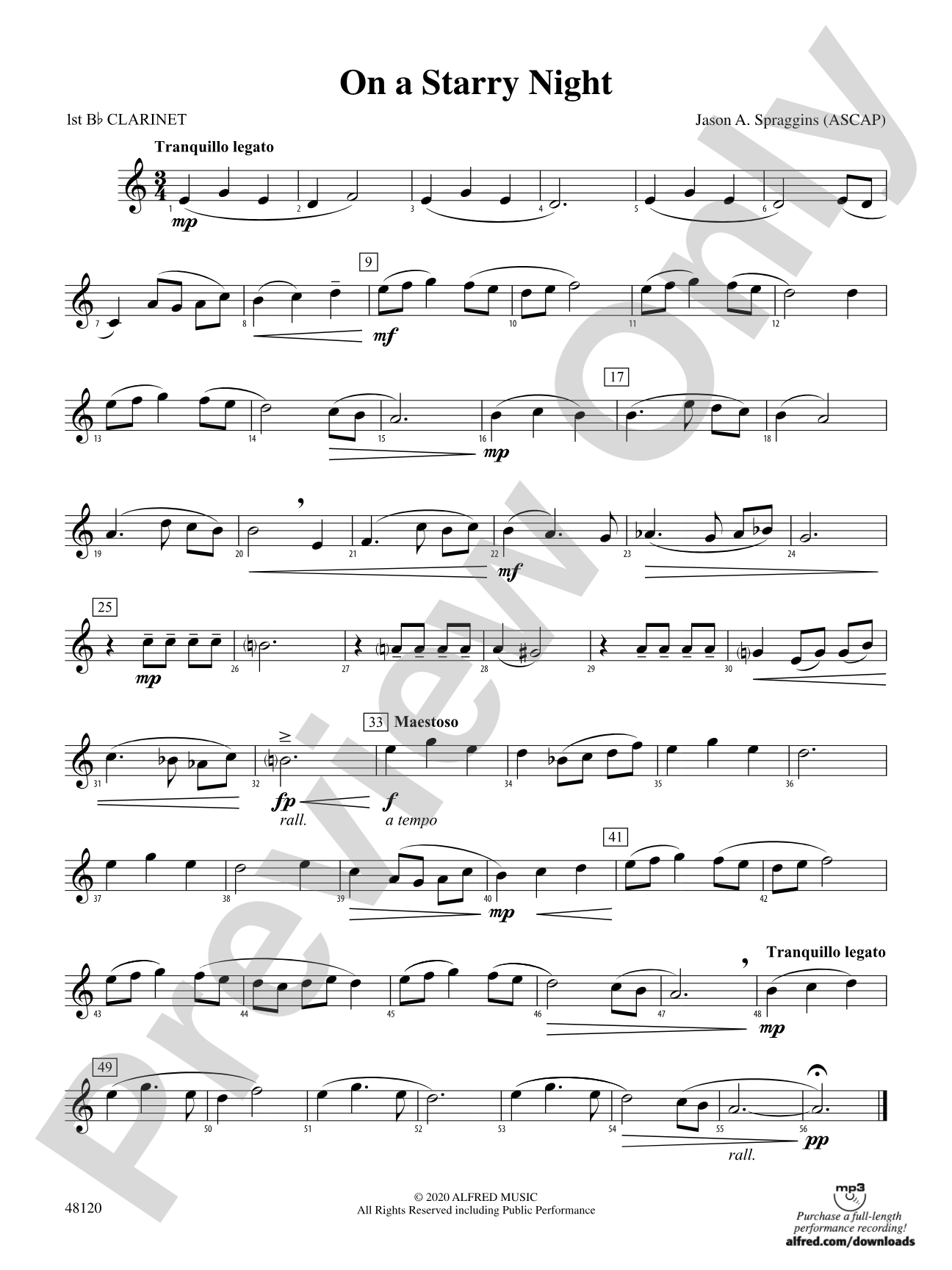 On a Starry Night: 1st B-flat Clarinet