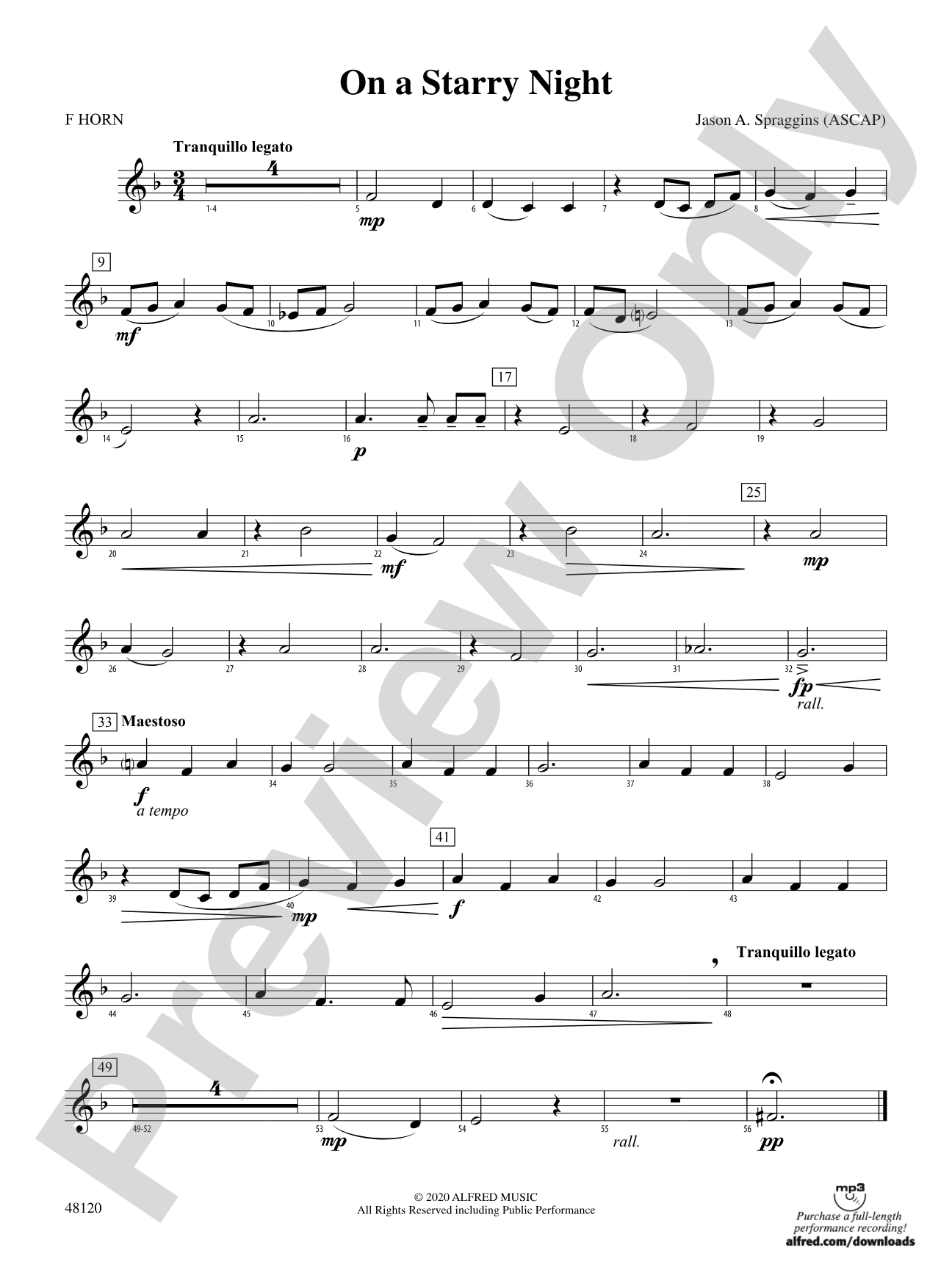 On a Starry Night: 1st F Horn