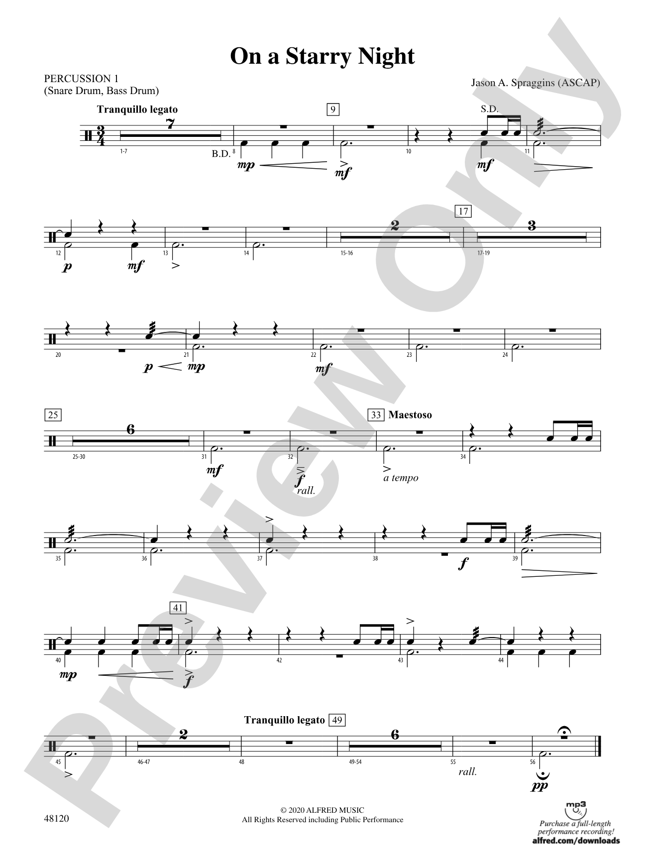 On a Starry Night: 1st Percussion