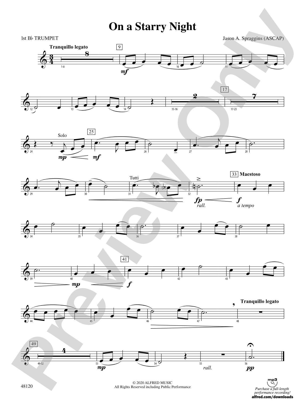On a Starry Night: 1st B-flat Trumpet