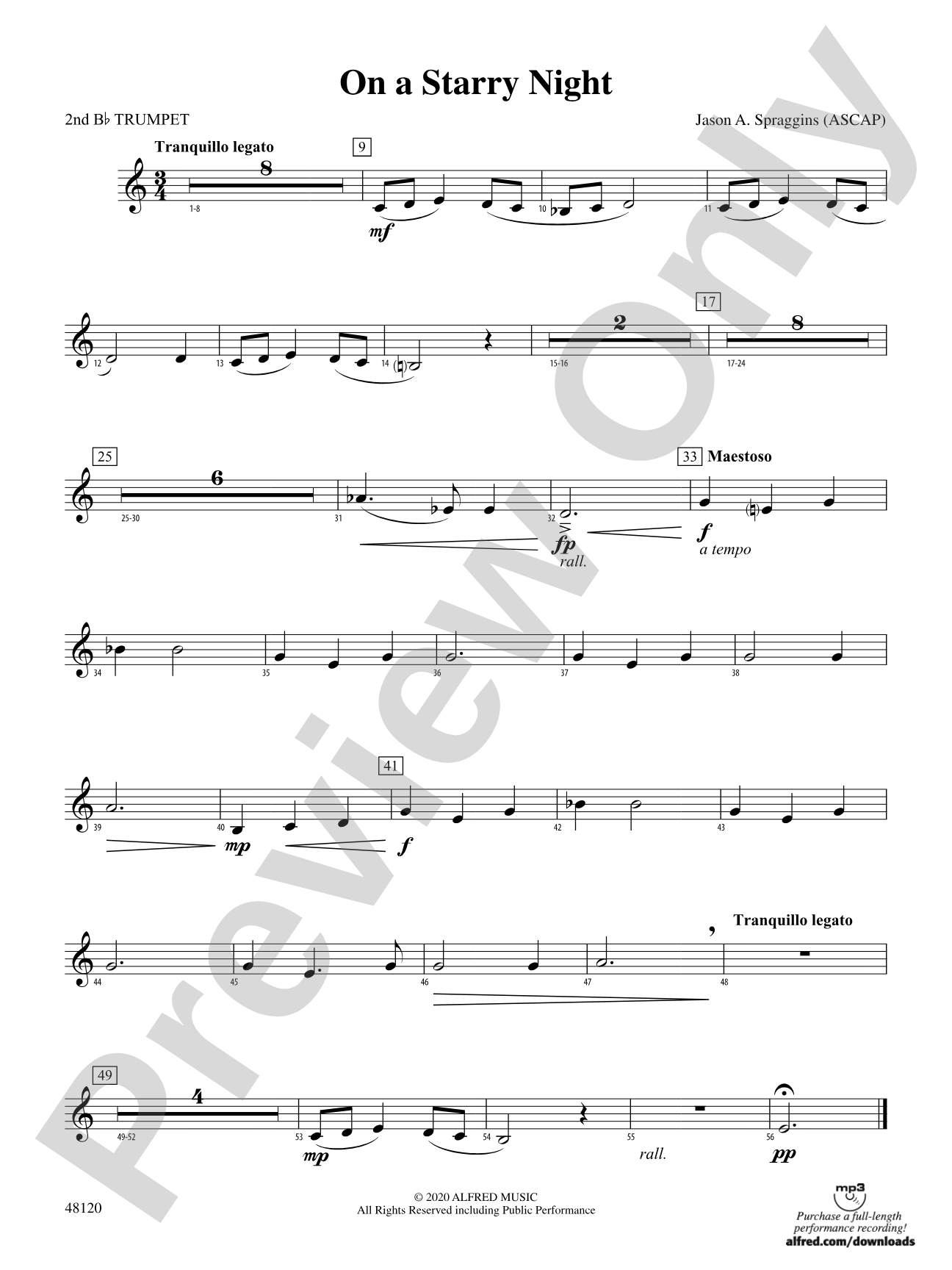 On a Starry Night: 2nd B-flat Trumpet