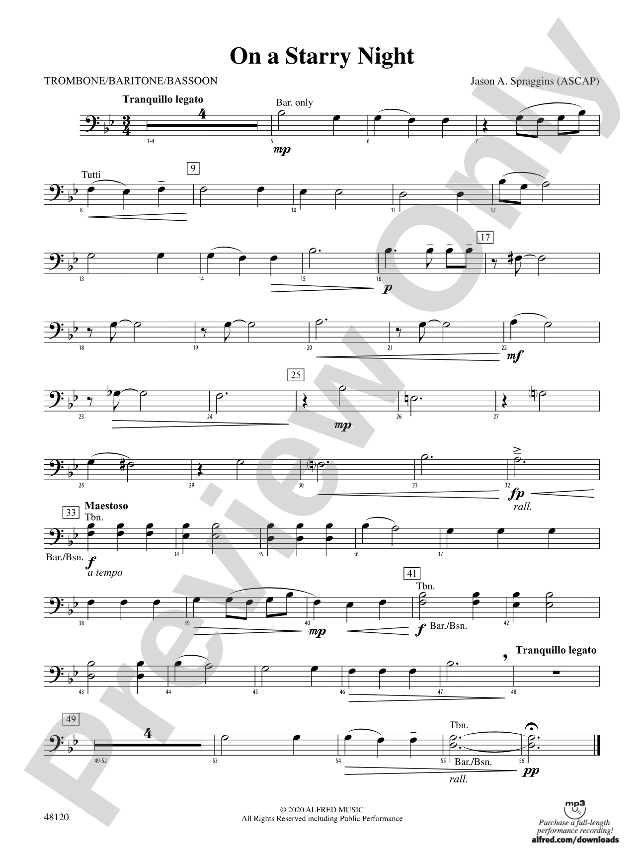 On a Starry Night: 1st Trombone